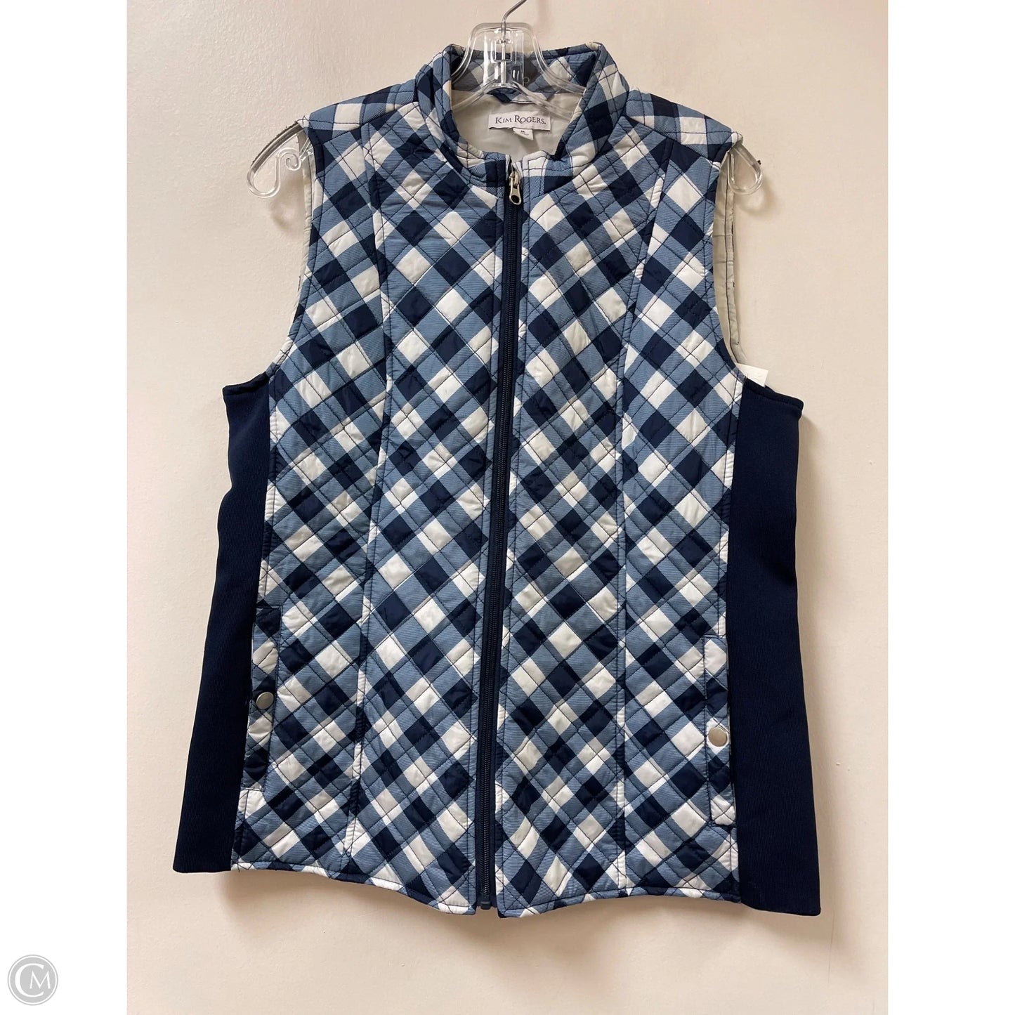 Vest Puffer & Quilted By Kim Rogers In Blue, Size: M