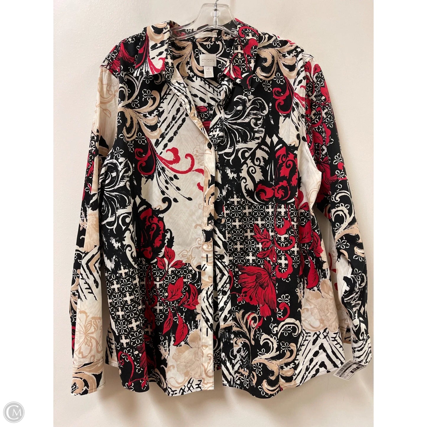 Blouse Long Sleeve By Chicos In Multi-colored, Size: 1x