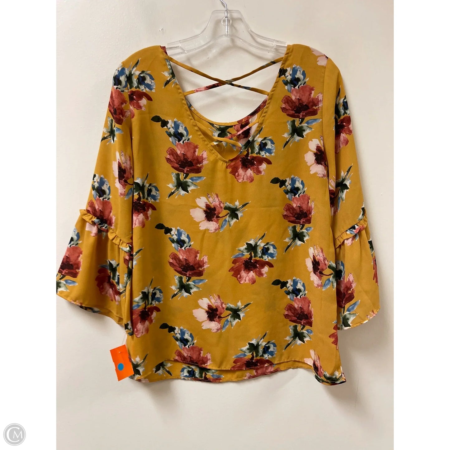 Top Long Sleeve By Cc In Yellow, Size: M