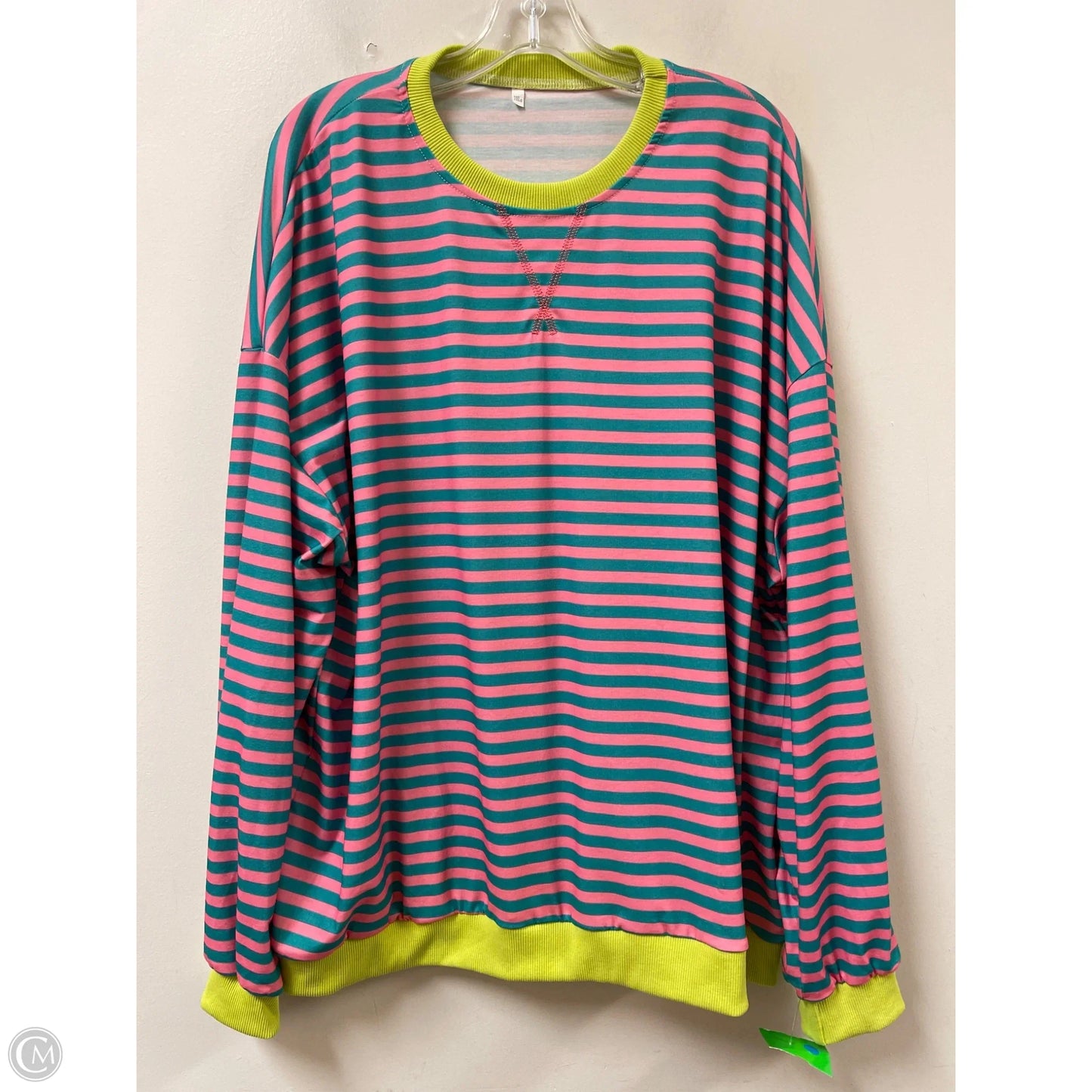 Top Long Sleeve By Clothes Mentor In Green & Pink, Size: 3x