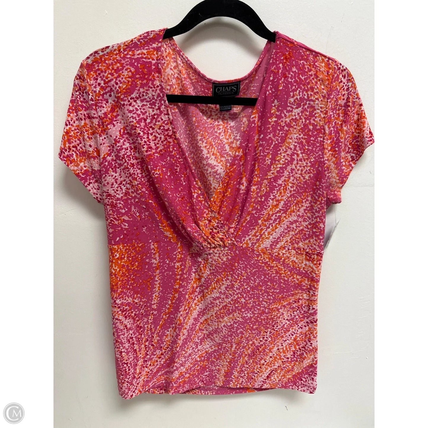 Top Short Sleeve By Chaps In Orange & Pink, Size: L