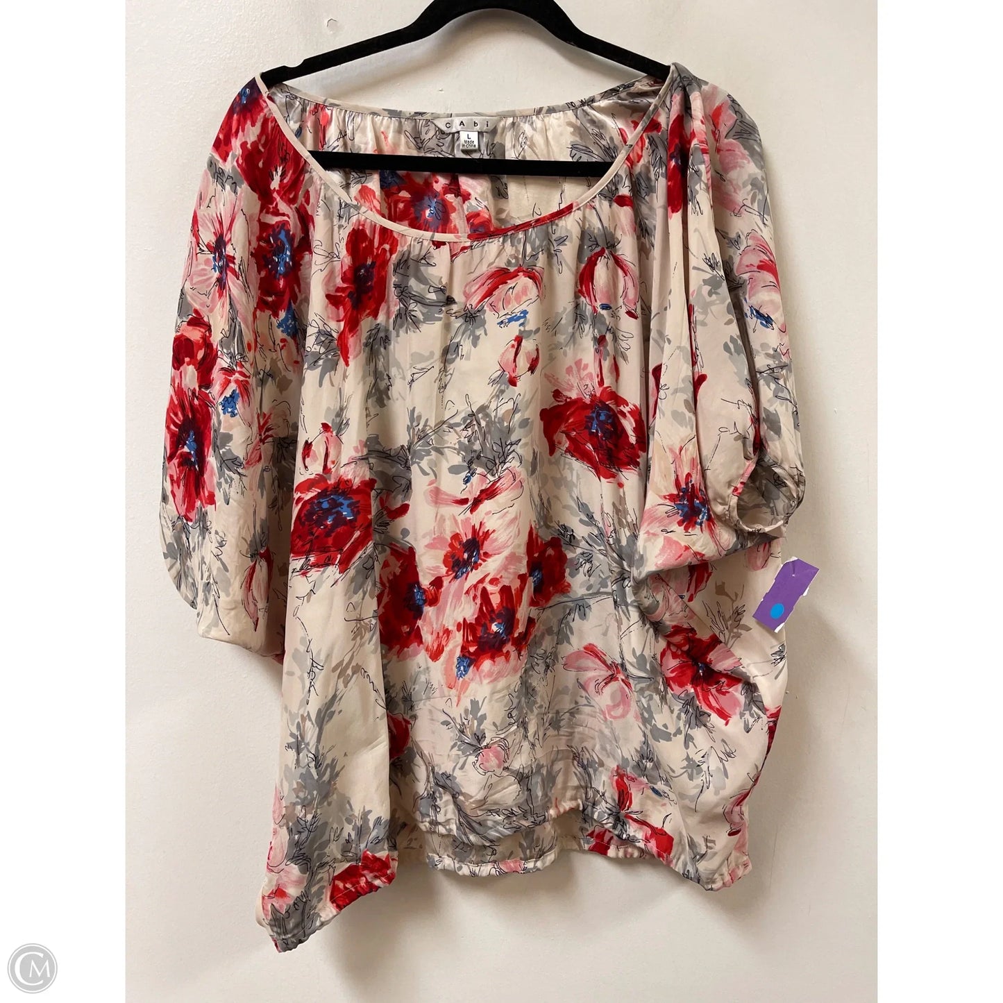 Top Short Sleeve By Cabi In Cream, Size: L