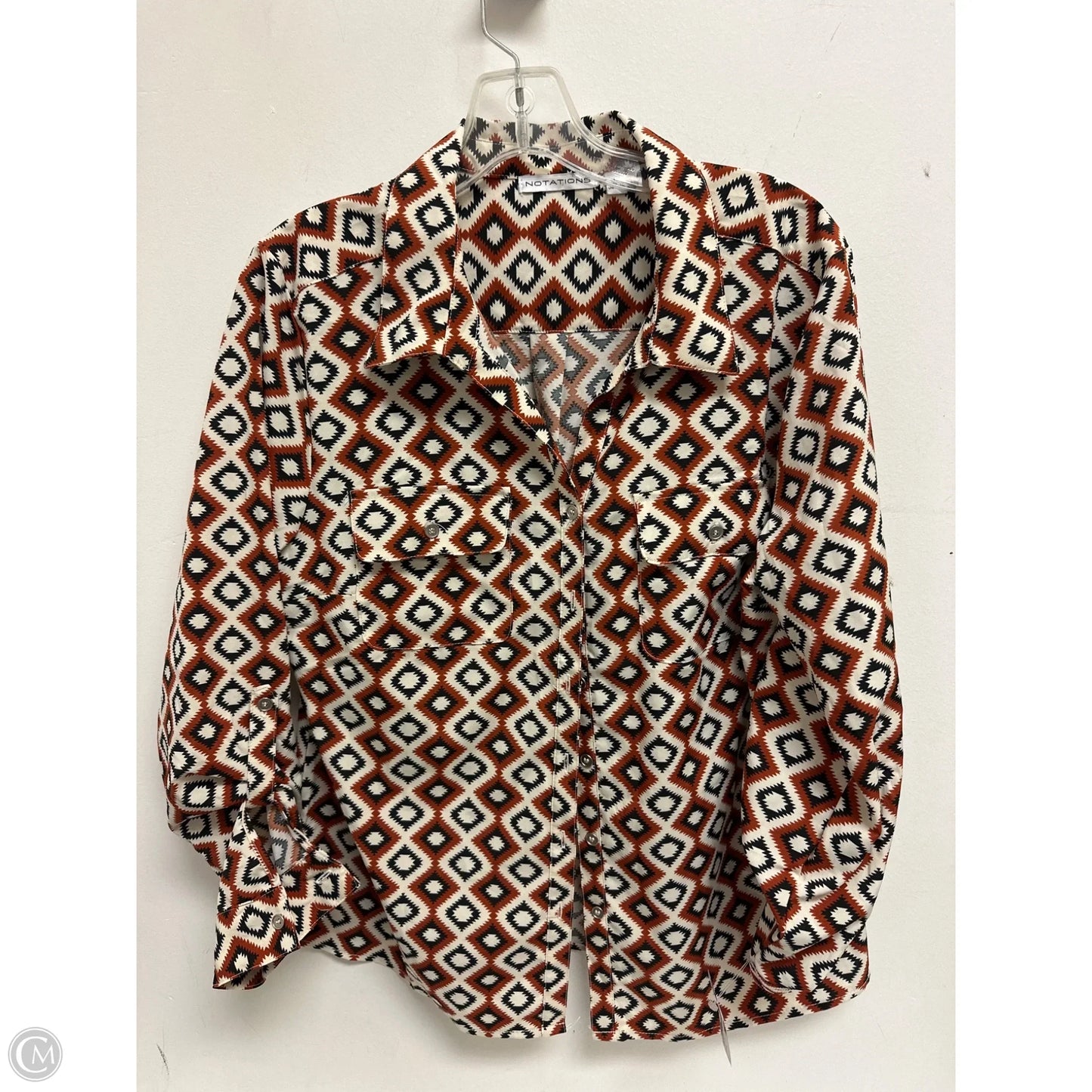 Blouse Long Sleeve By Notations In Brown, Size: L