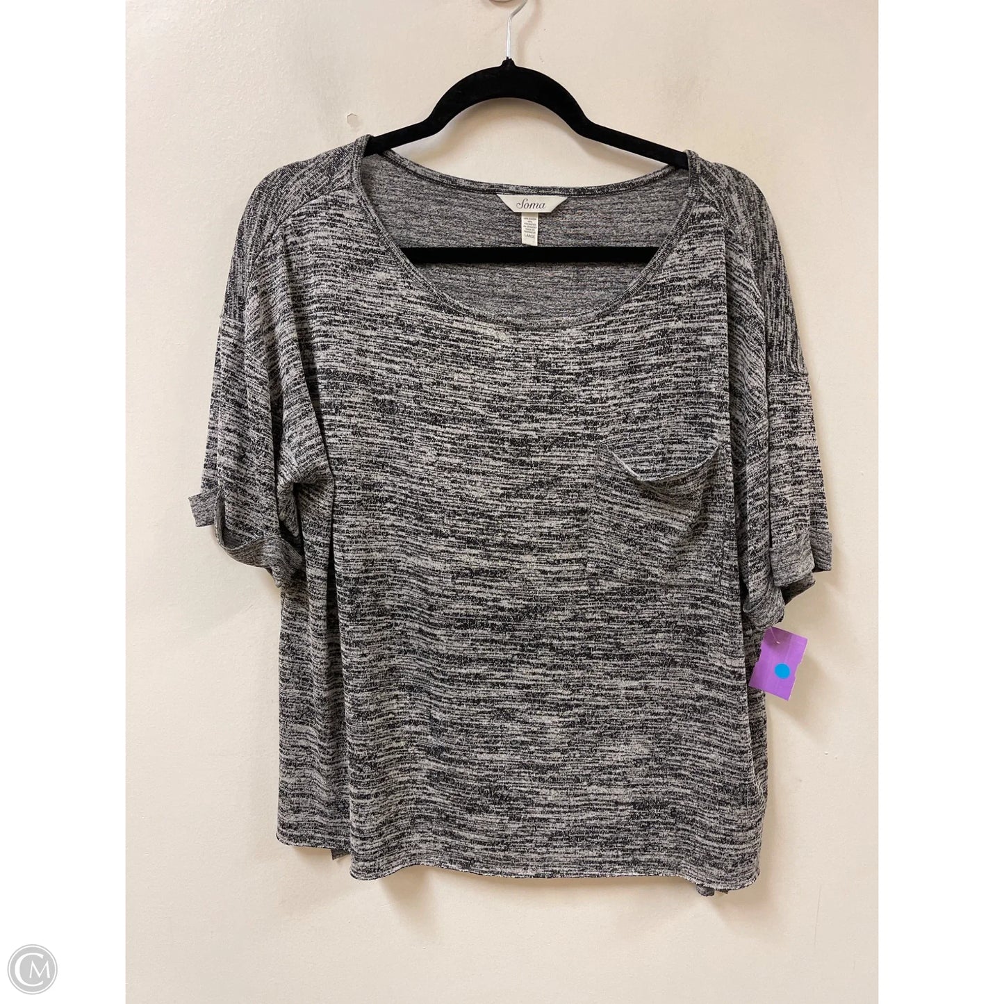 Top Short Sleeve By Soma In Grey, Size: L