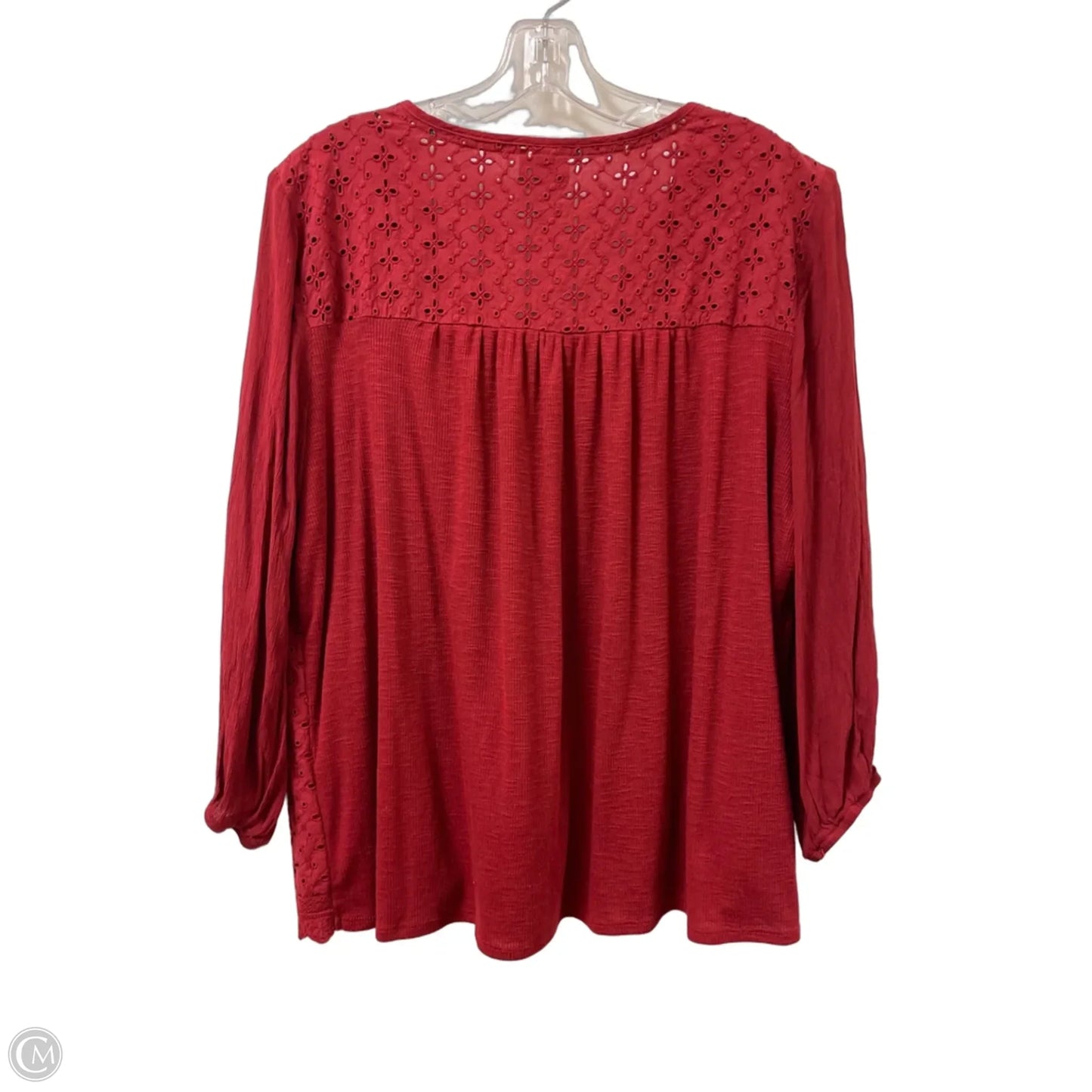Top Long Sleeve By Knox Rose In Red, Size: 1x