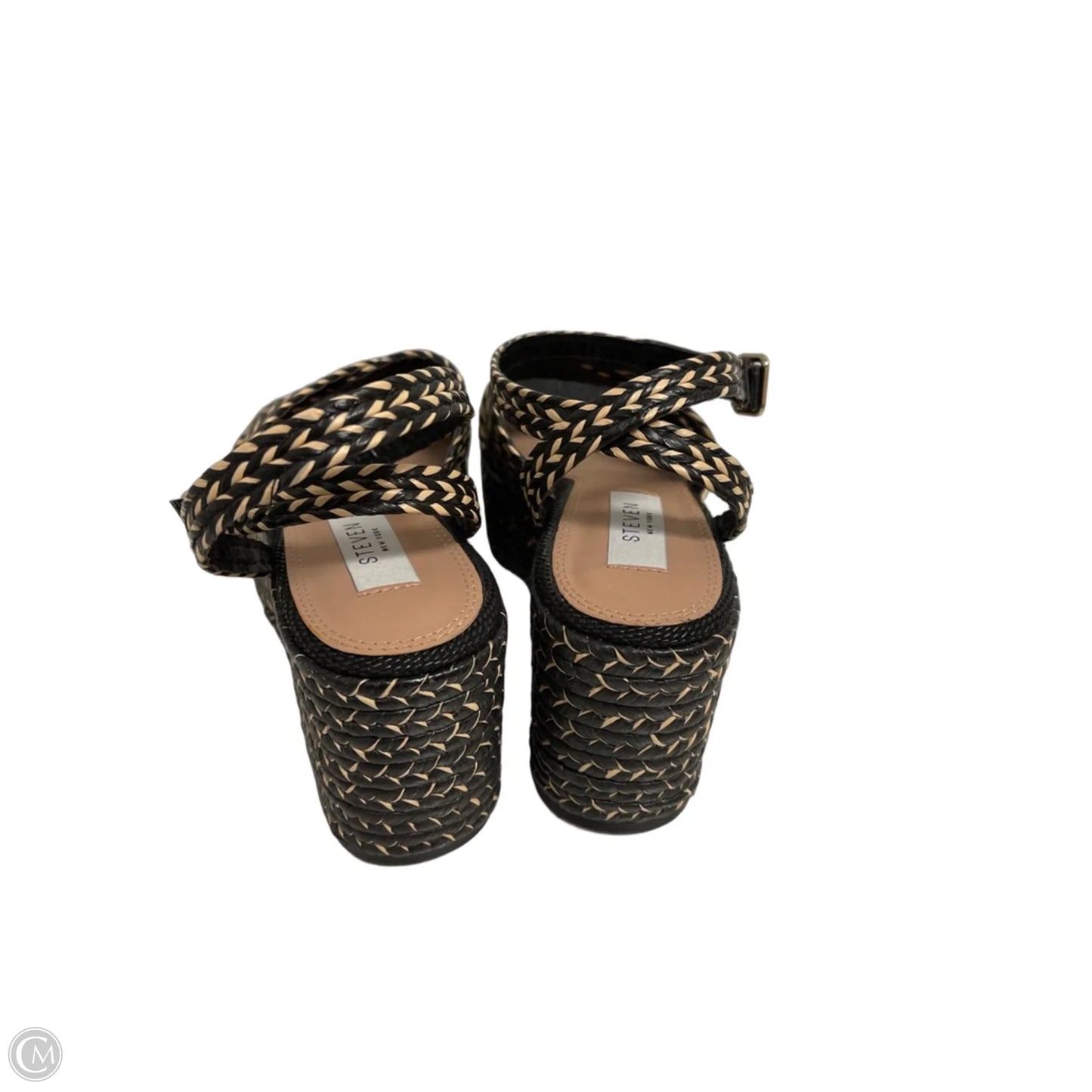 Sandals Heels Wedge By Steven In Black, Size: 7.5