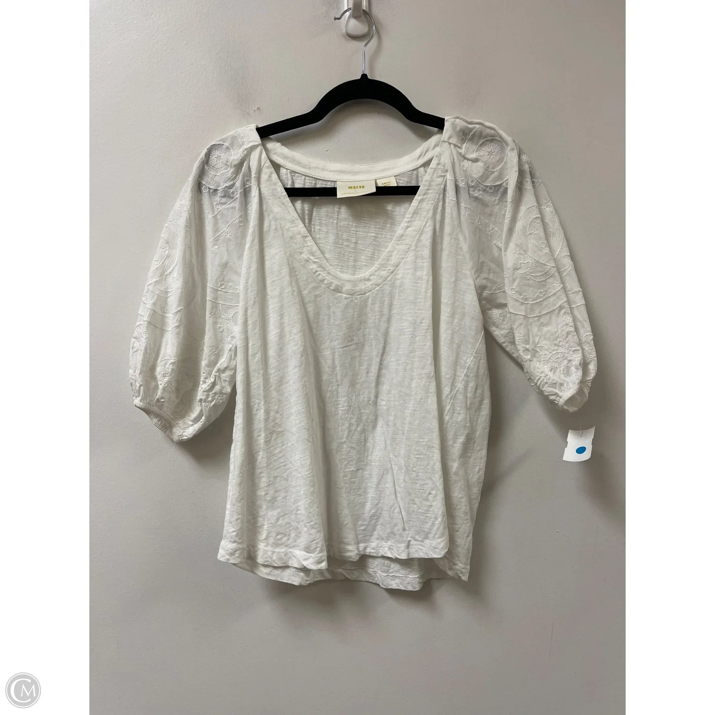 Top Short Sleeve By Anthropologie In White, Size: S