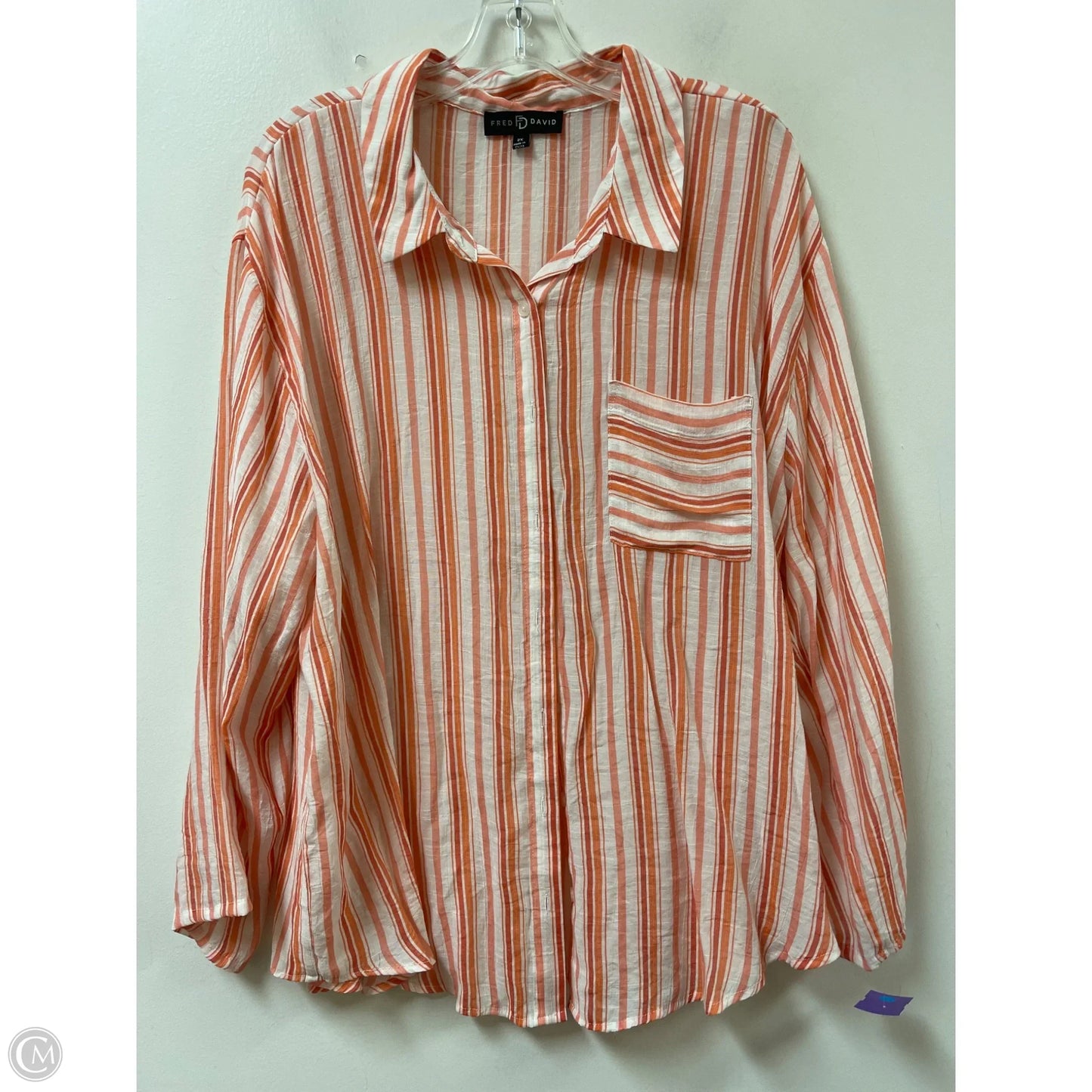 Blouse Long Sleeve By Fred David In Orange, Size: 2x