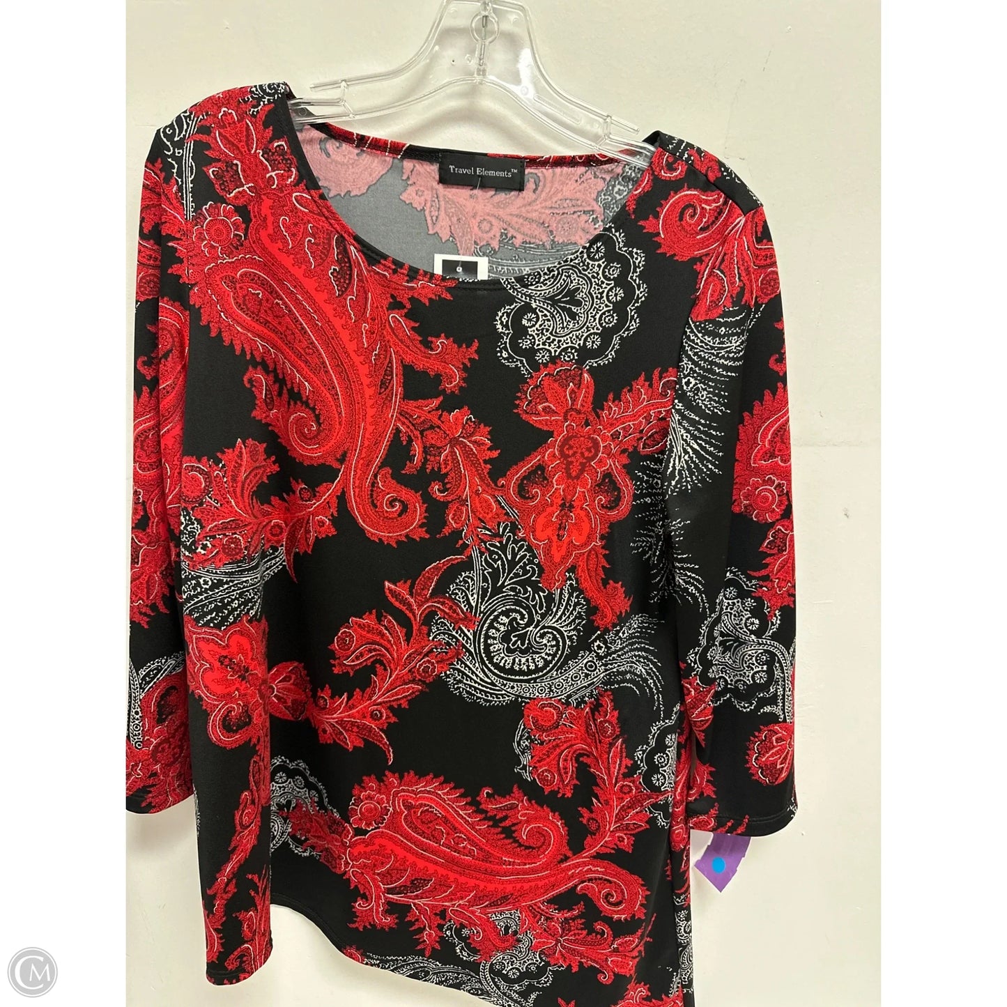 Top Long Sleeve By Travel Elements In Black & Red, Size: L