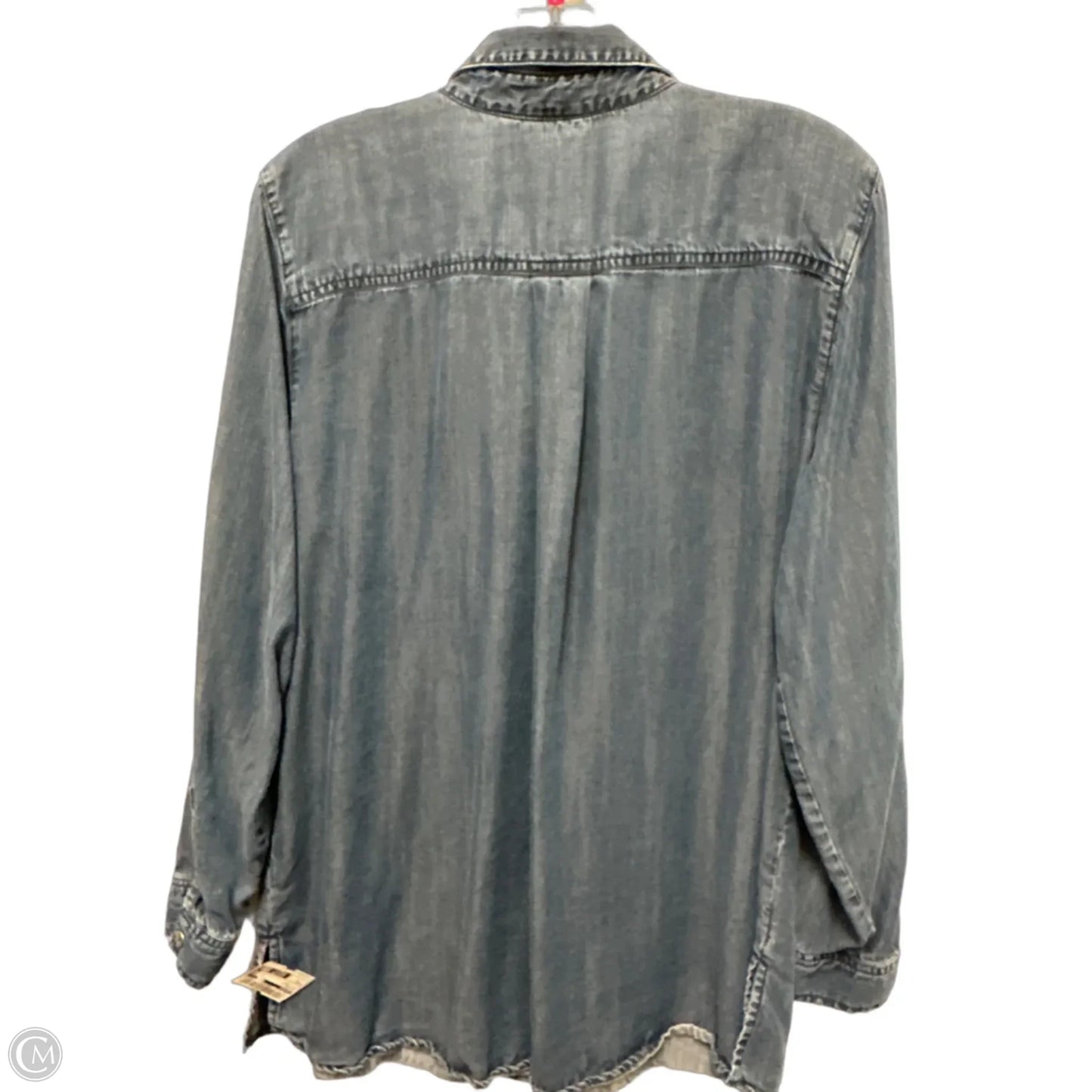 Blouse Long Sleeve By Chicos In Blue Denim, Size: L