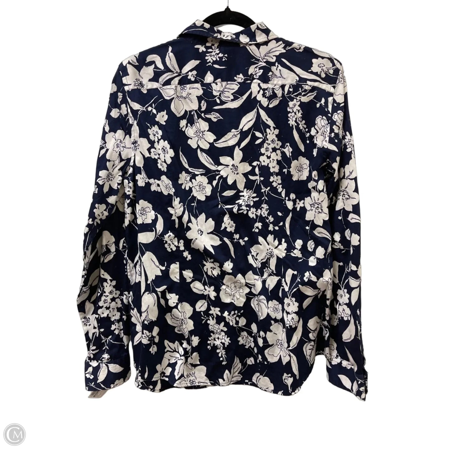 Blouse Long Sleeve By Lauren By Ralph Lauren In Navy, Size: Xl