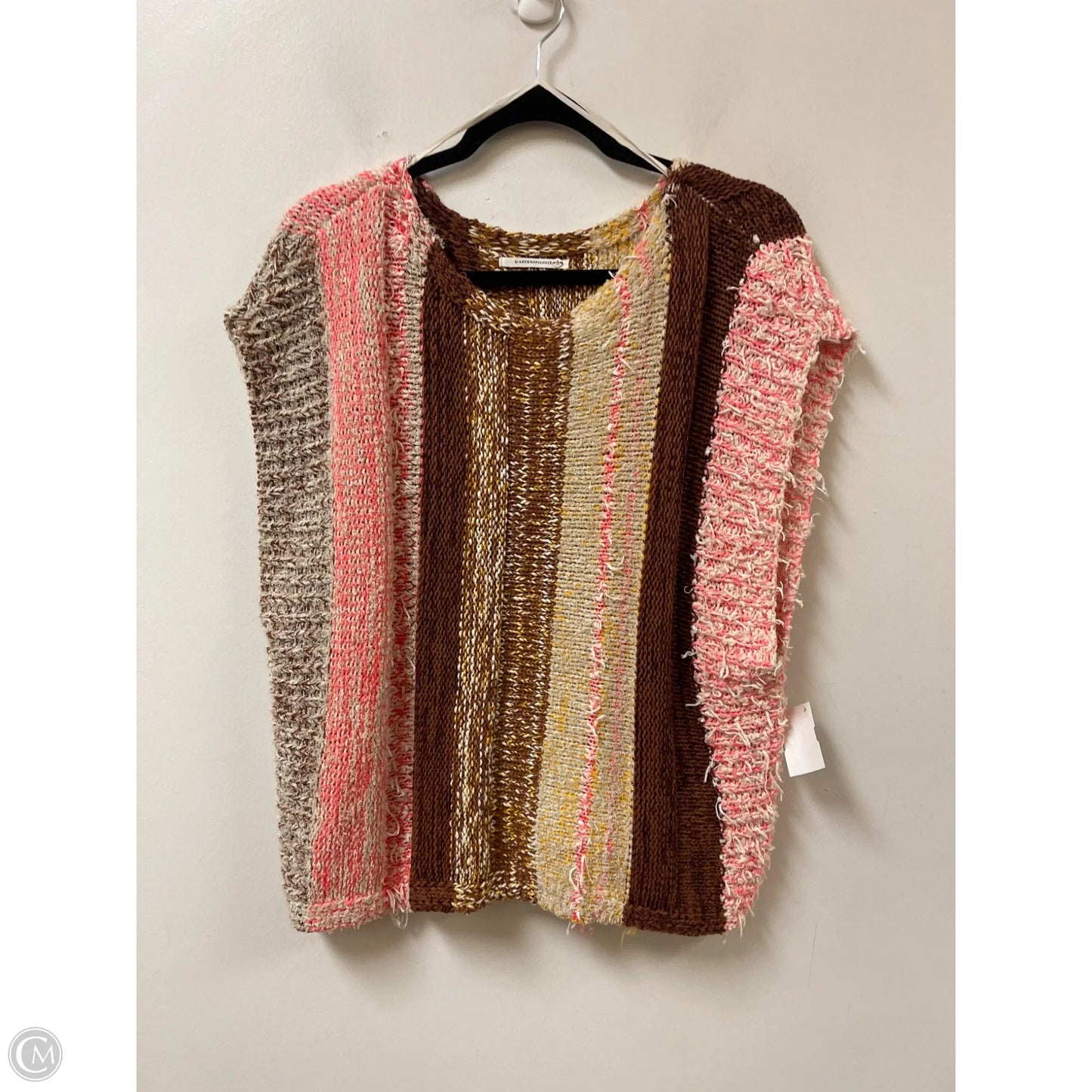 Vest Sweater By Anthropologie In Brown & Pink, Size: Xs