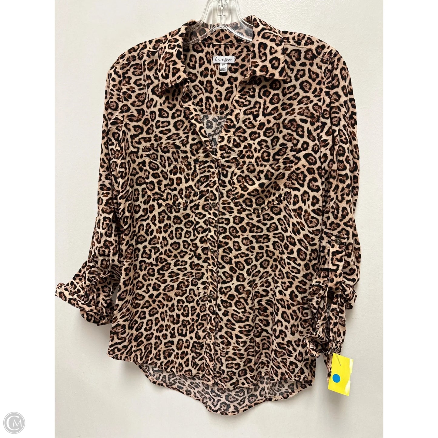 Blouse Long Sleeve By Love Fire In Animal Print, Size: S