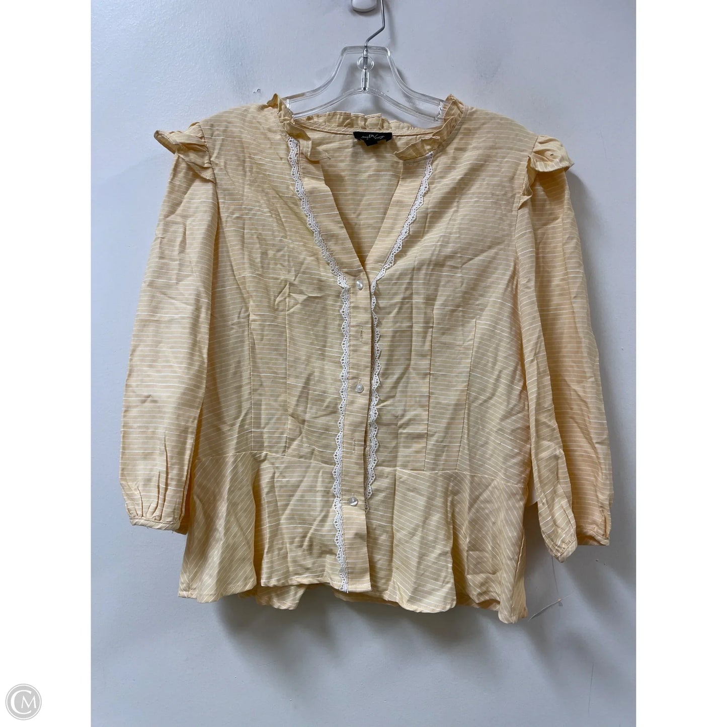Blouse Long Sleeve By Milk & Honey In Yellow, Size: L