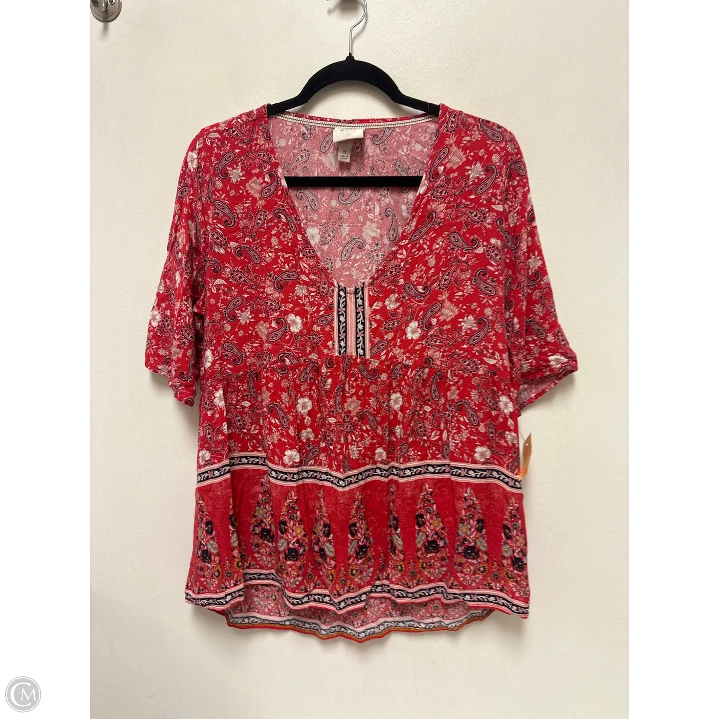 Top Short Sleeve By Knox Rose In Red, Size: M
