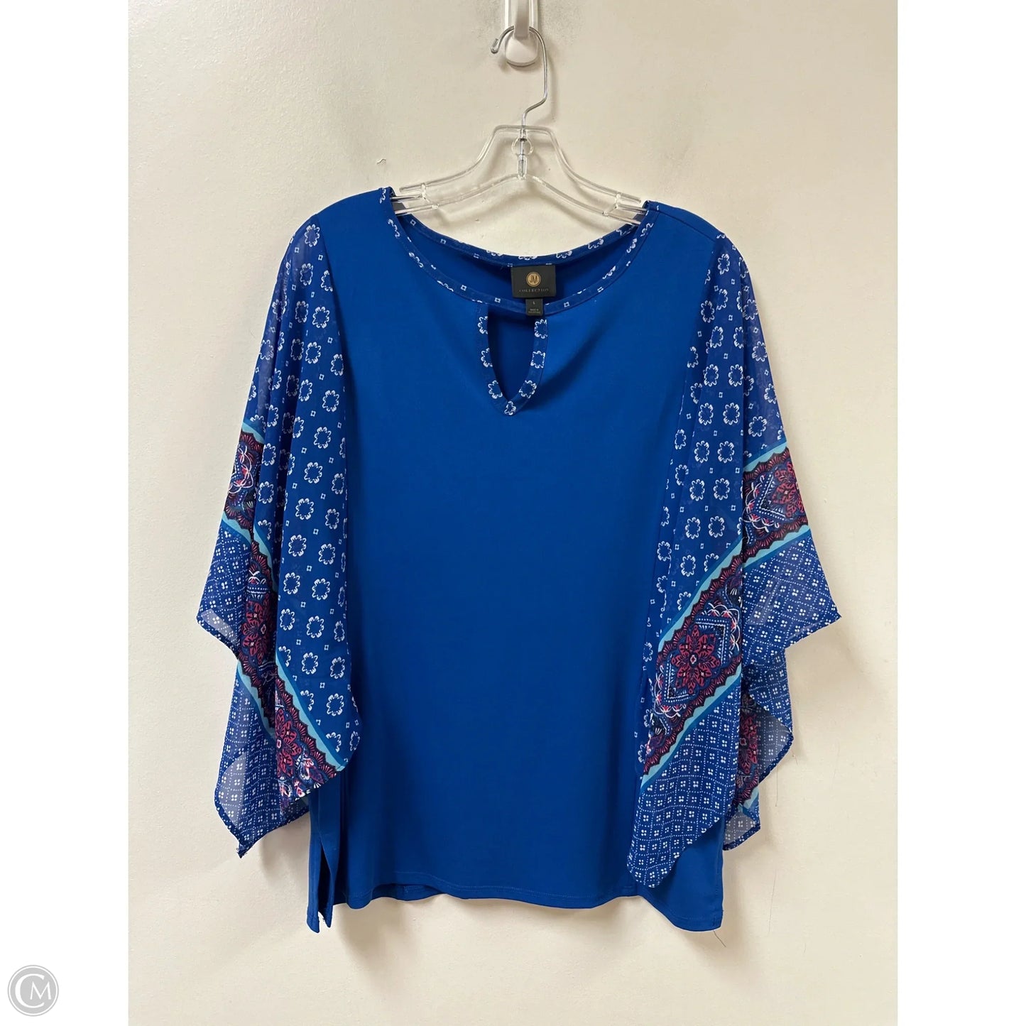 Top Short Sleeve By Jm Collections In Blue, Size: L