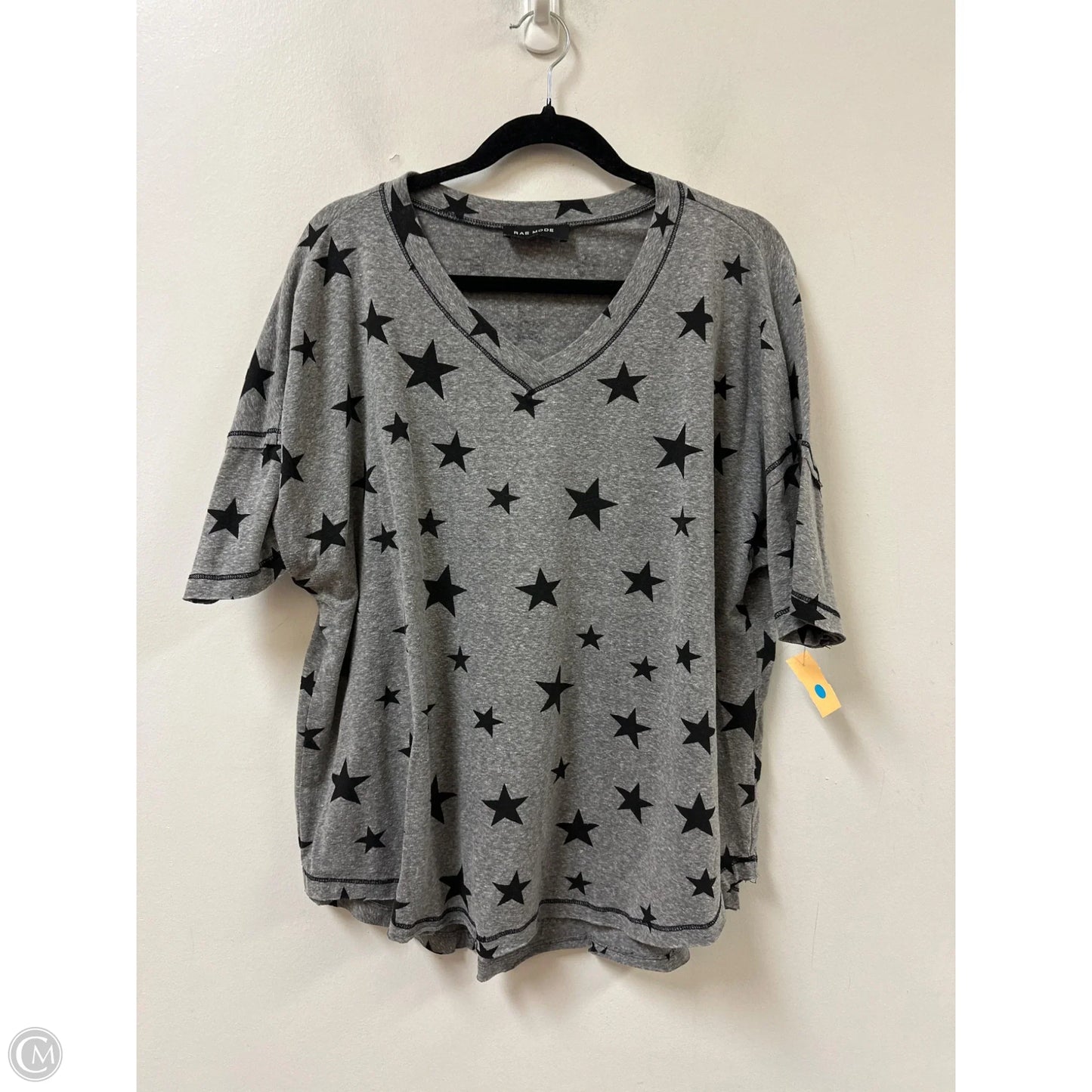 Top Short Sleeve By Rae Mode In Black & Grey, Size: L