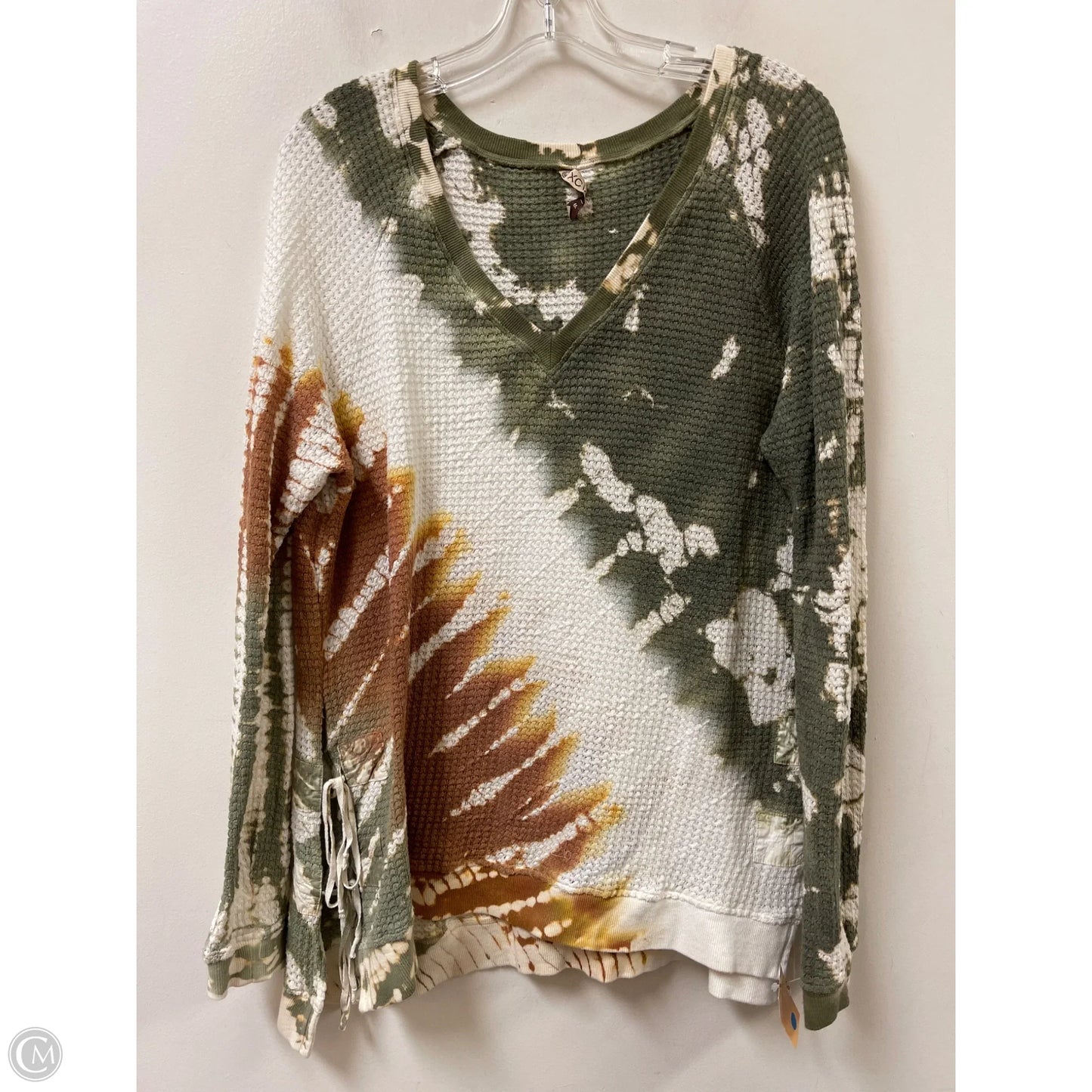 Top Long Sleeve By Xcvi In Green & White, Size: M