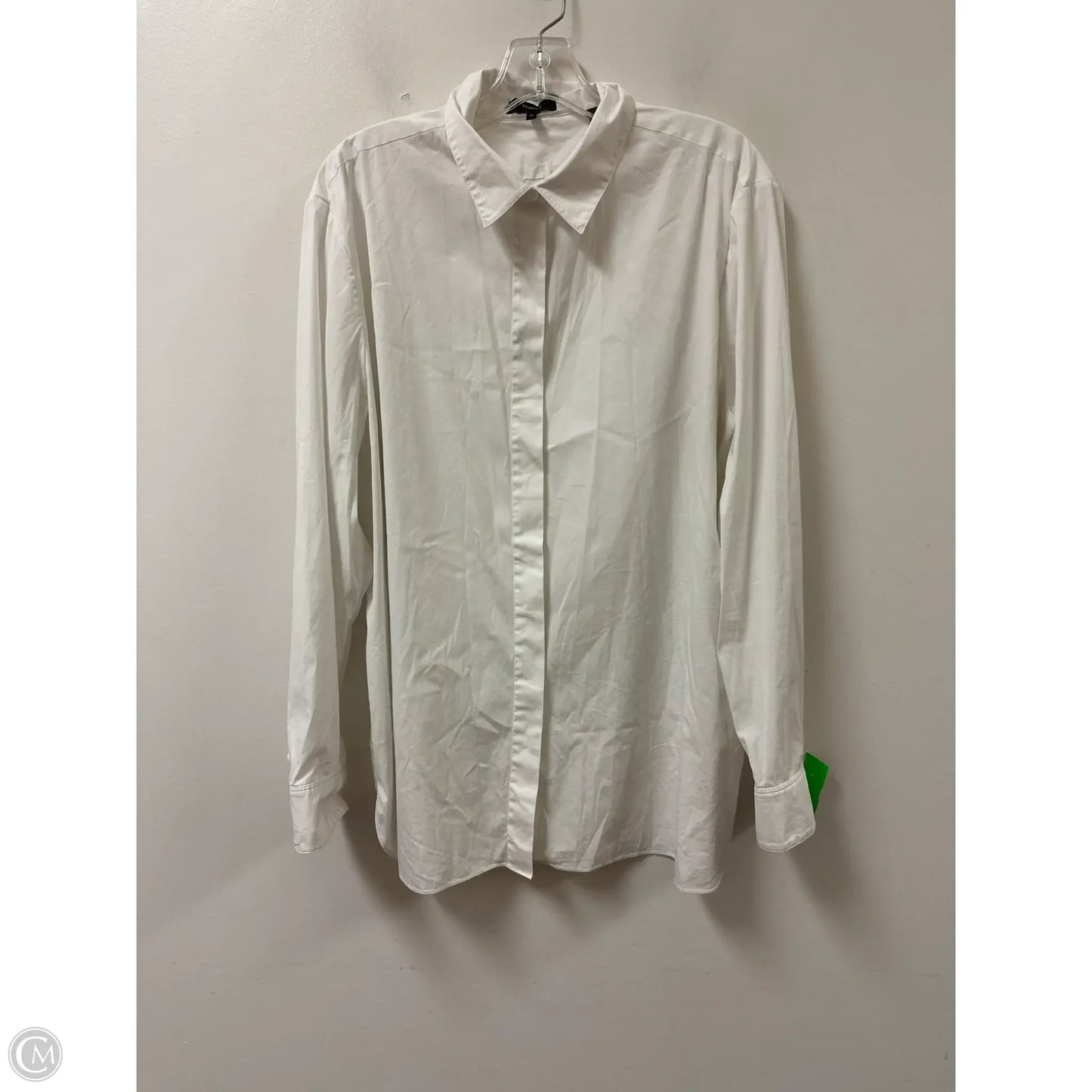 Blouse Long Sleeve By Theory In White, Size: Xl