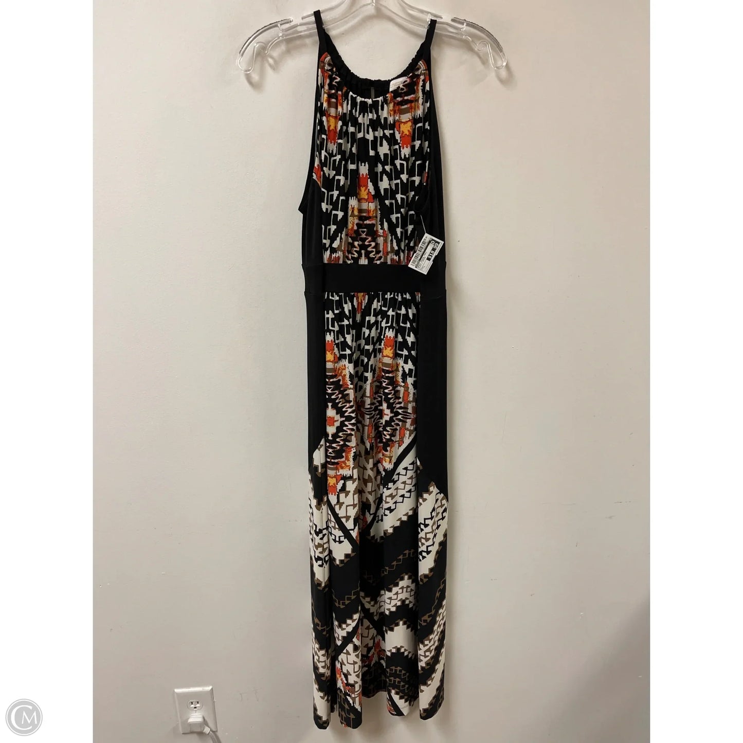Dress Casual Maxi By Chicos In Black & Orange, Size: L