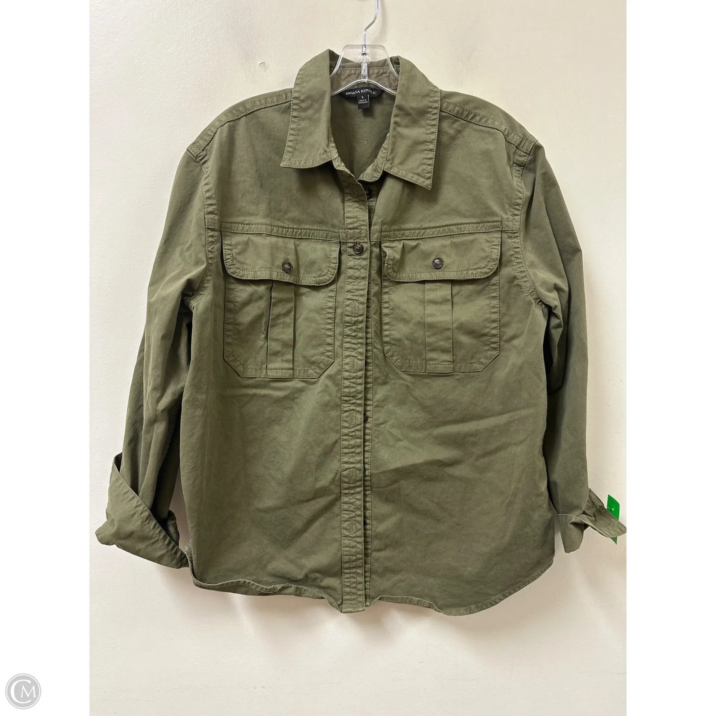 Blouse Long Sleeve By Banana Republic In Green, Size: S