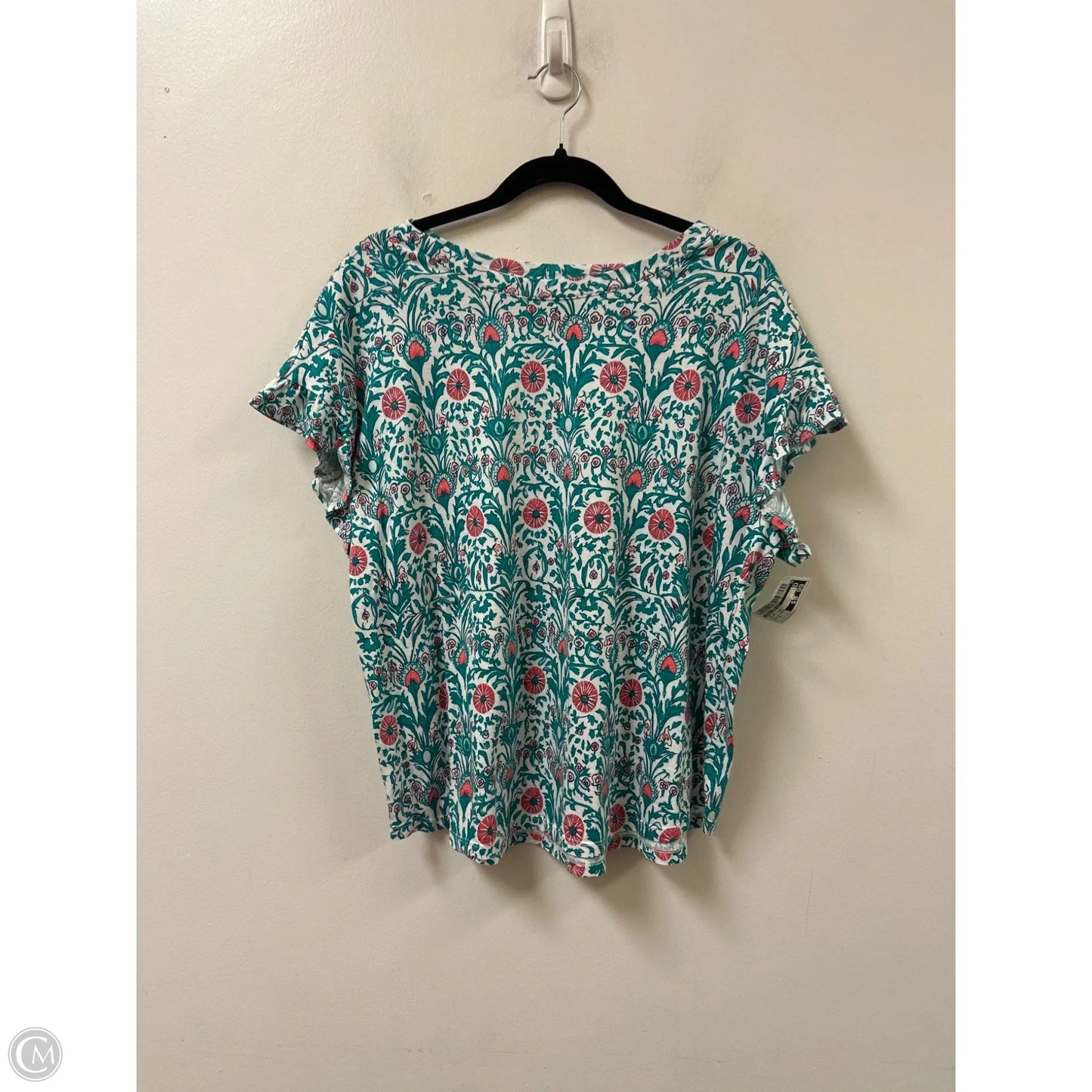 Top Short Sleeve By Crown And Ivy In Green & Pink, Size: Xl