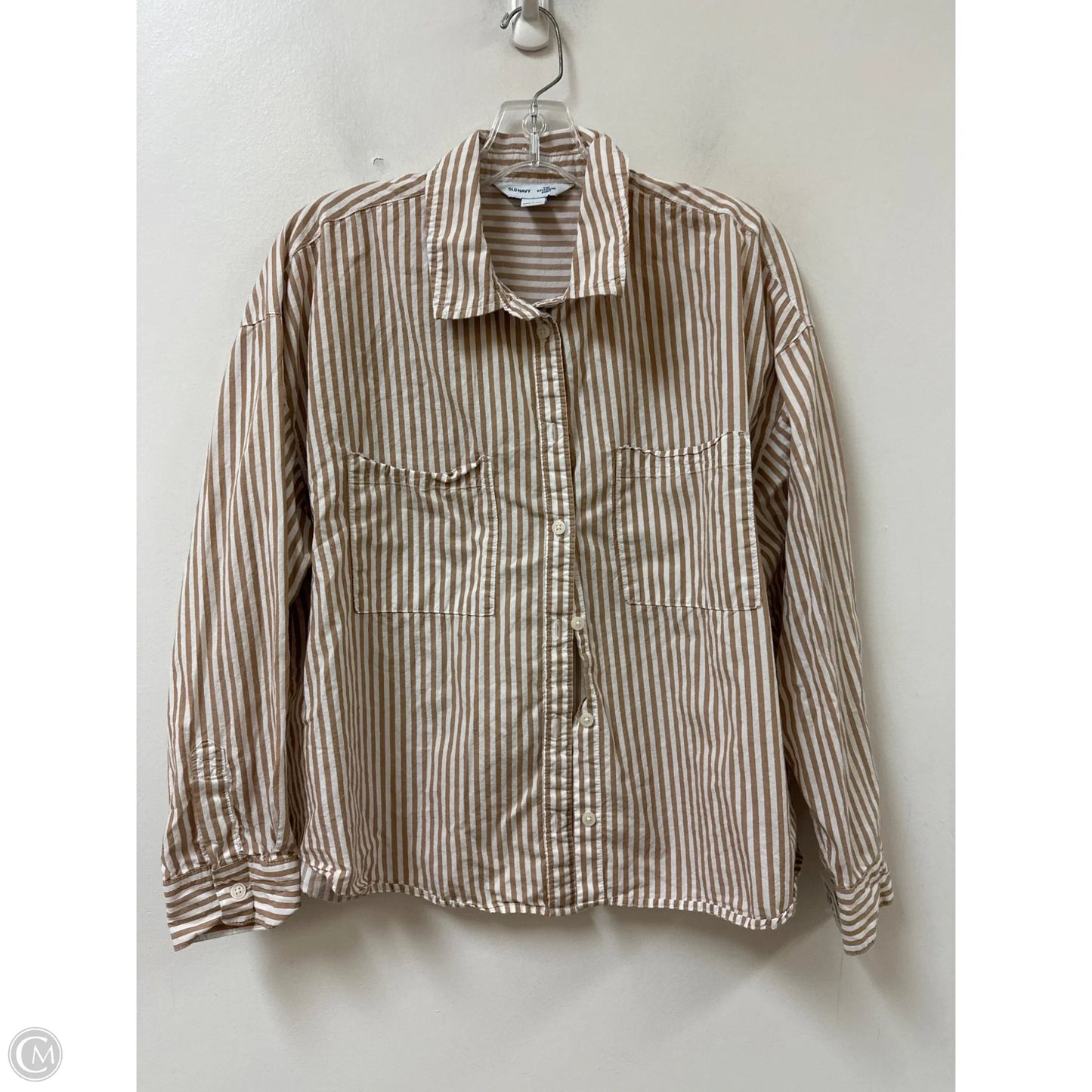 Blouse Long Sleeve By Old Navy In Cream & White, Size: L