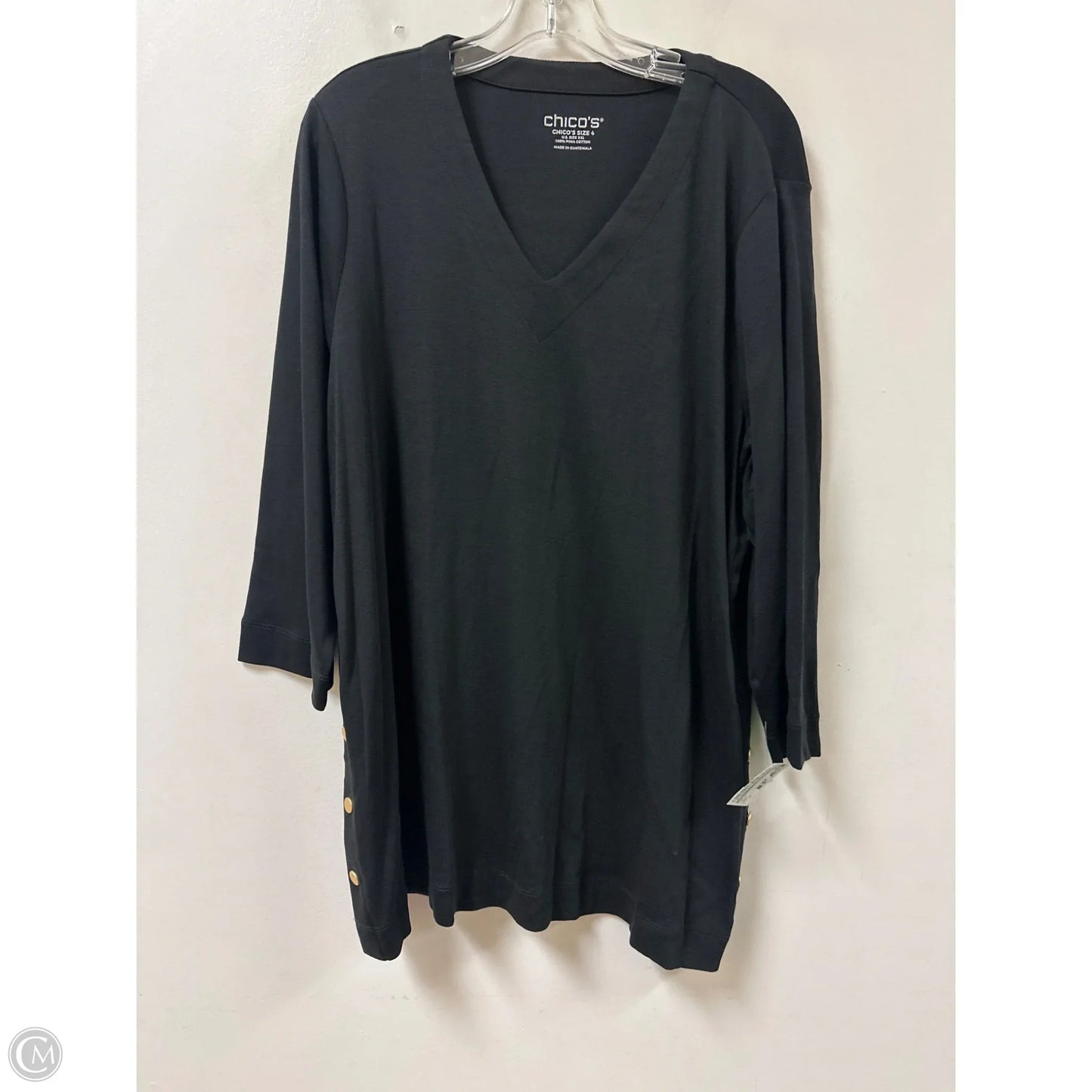 Top Long Sleeve By Chicos In Black, Size: 1x