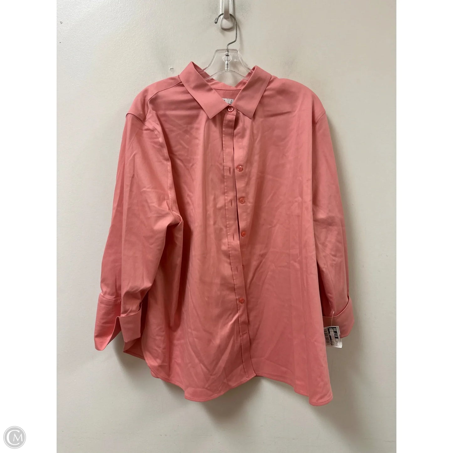 Blouse Long Sleeve By Chicos In Pink, Size: 1x