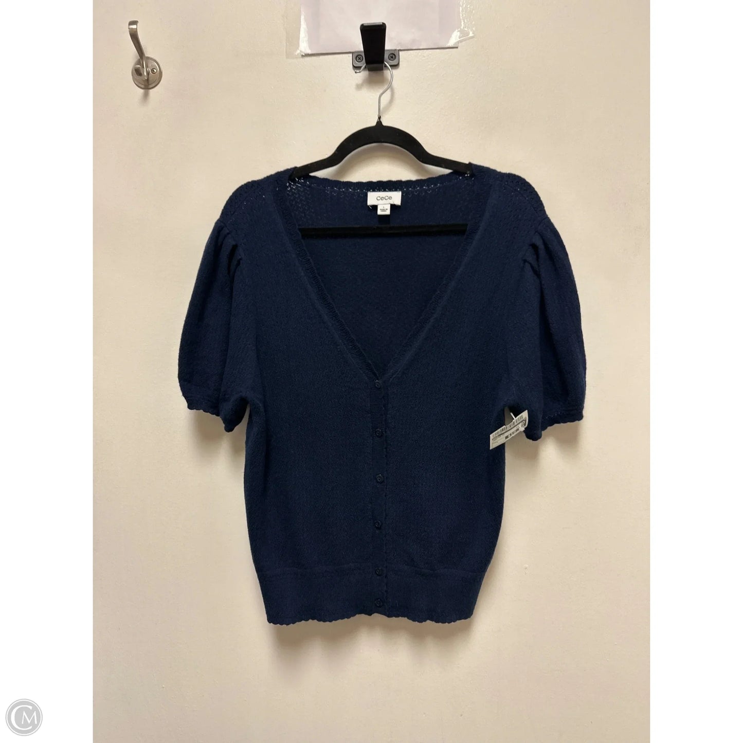 Sweater Short Sleeve By Cece In Navy, Size: L