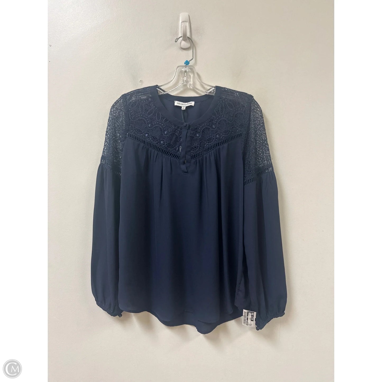 Top Long Sleeve By Heartloom In Navy, Size: M