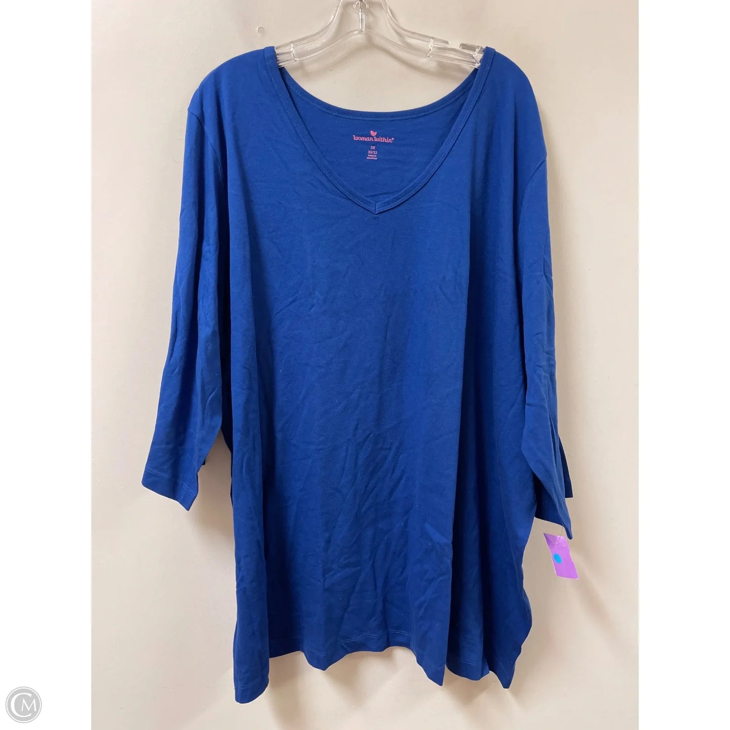 Top Long Sleeve By Woman Within In Blue, Size: 3x
