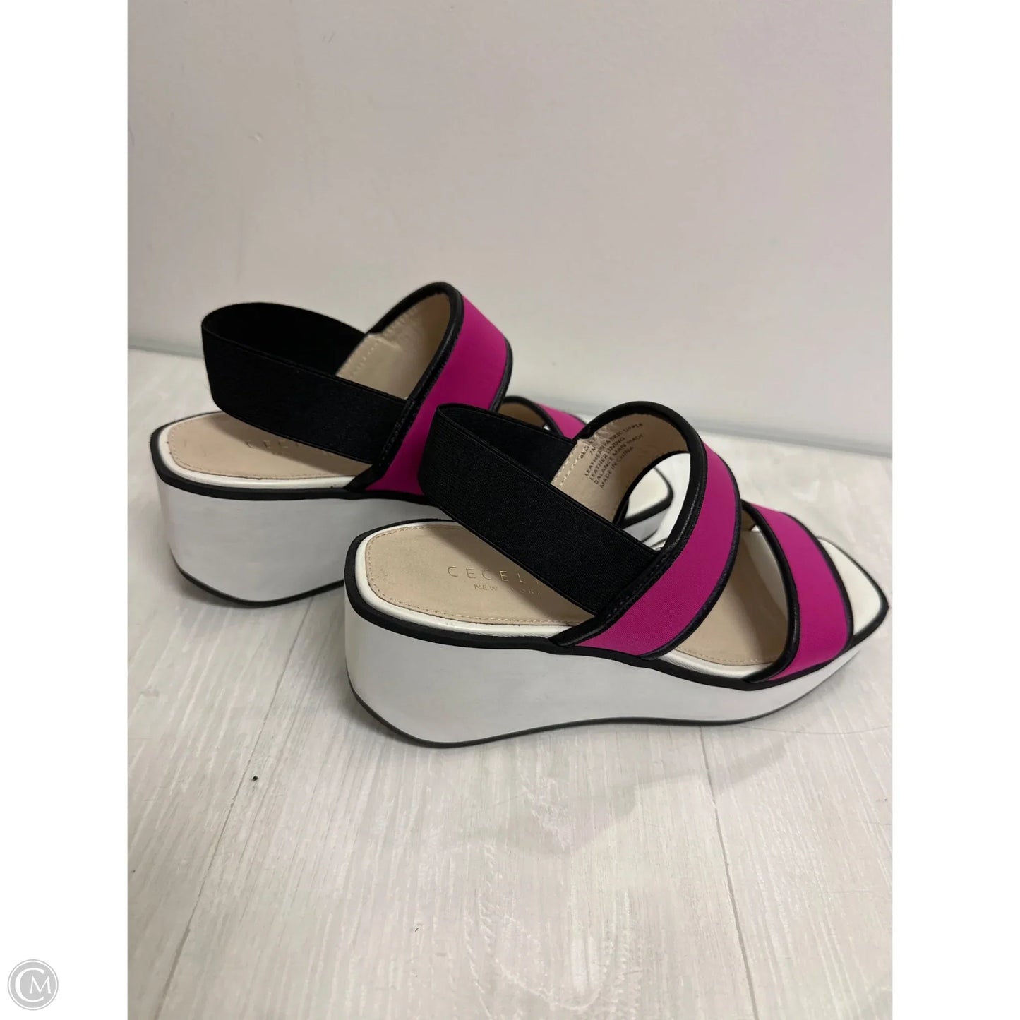 Sandals Heels Wedge By Cma In Pink & White, Size: 7