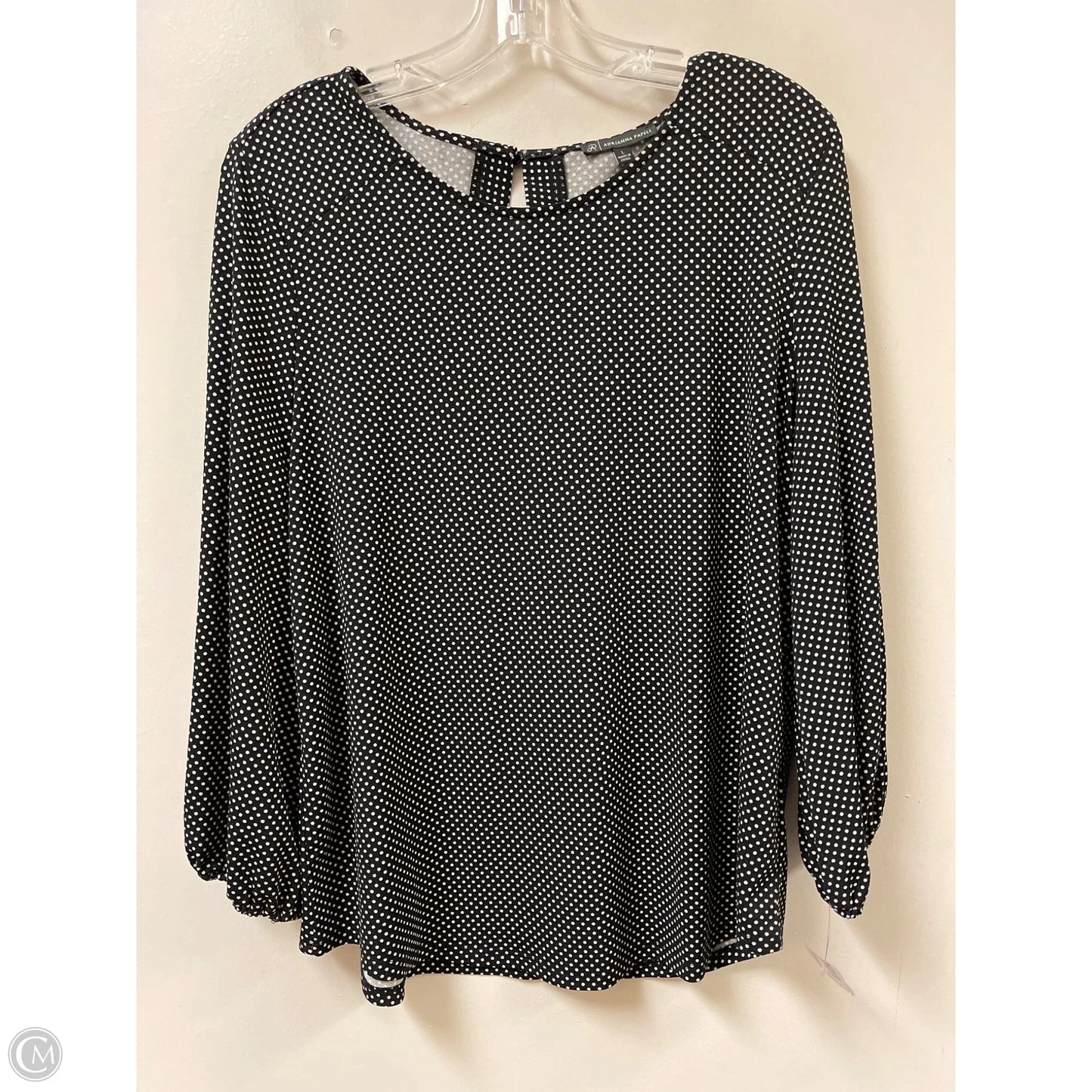Top Long Sleeve By Adrianna Papell In Polkadot Pattern, Size: L