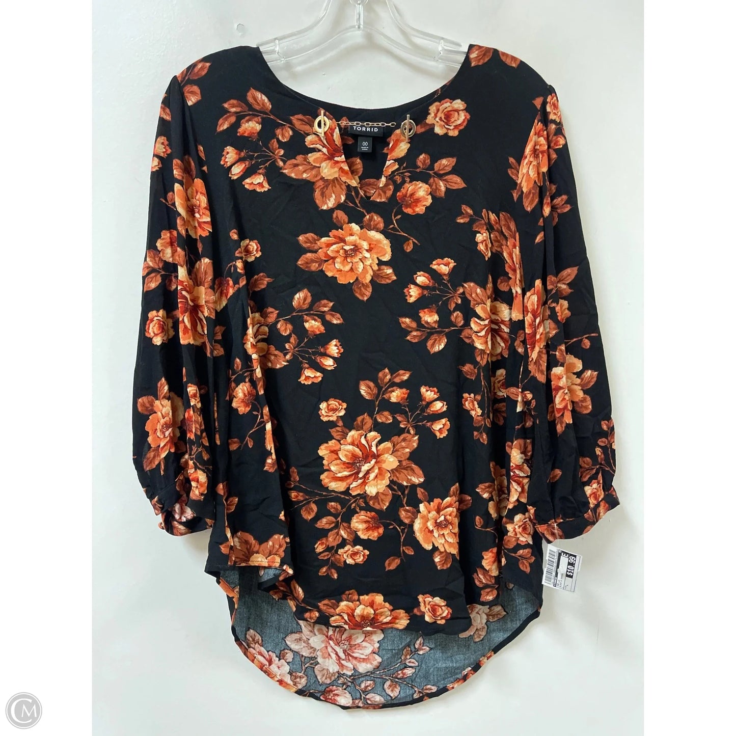 Top Long Sleeve By Torrid In Black & Orange, Size: L
