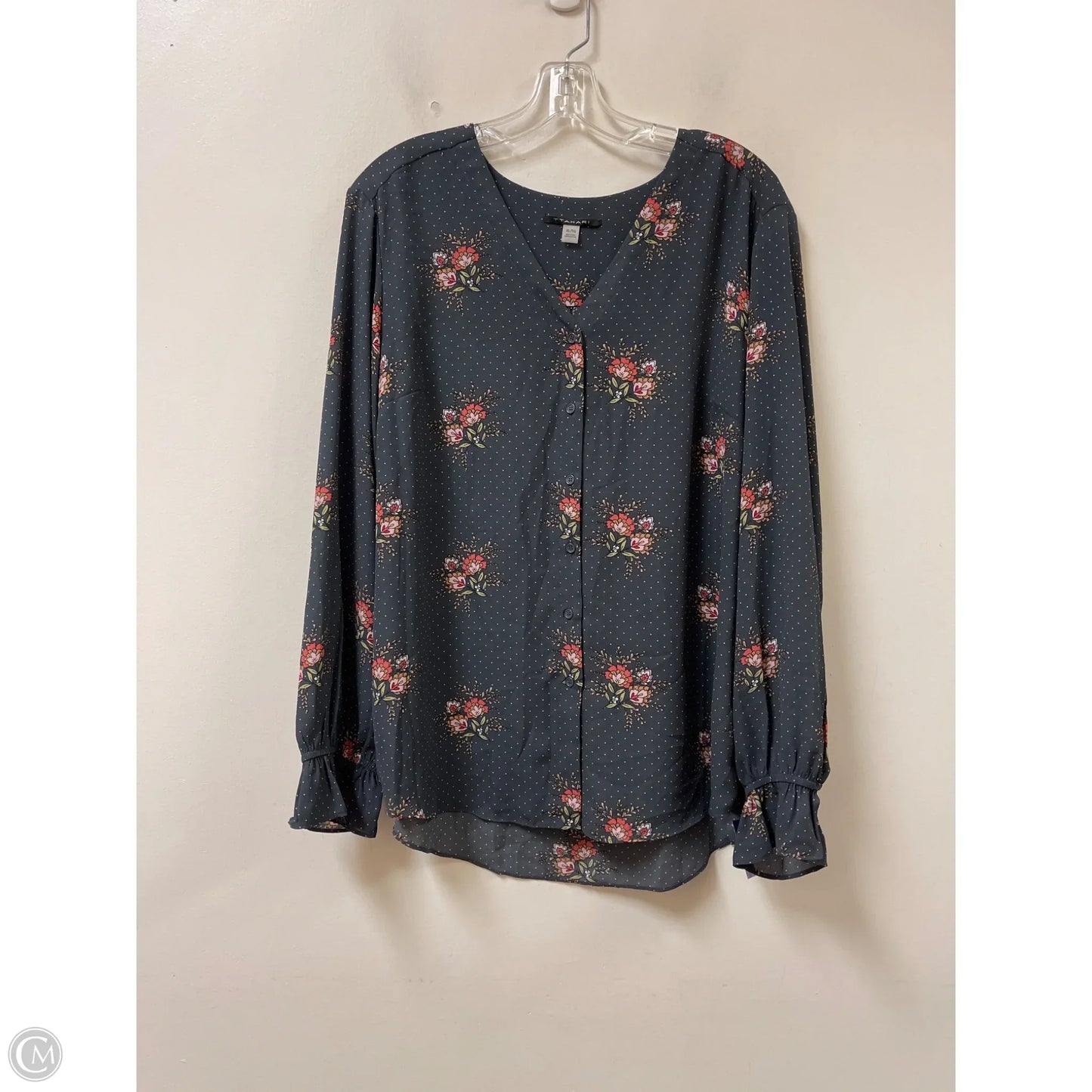 Blouse Long Sleeve By T Tahari In Grey & Pink, Size: Xl