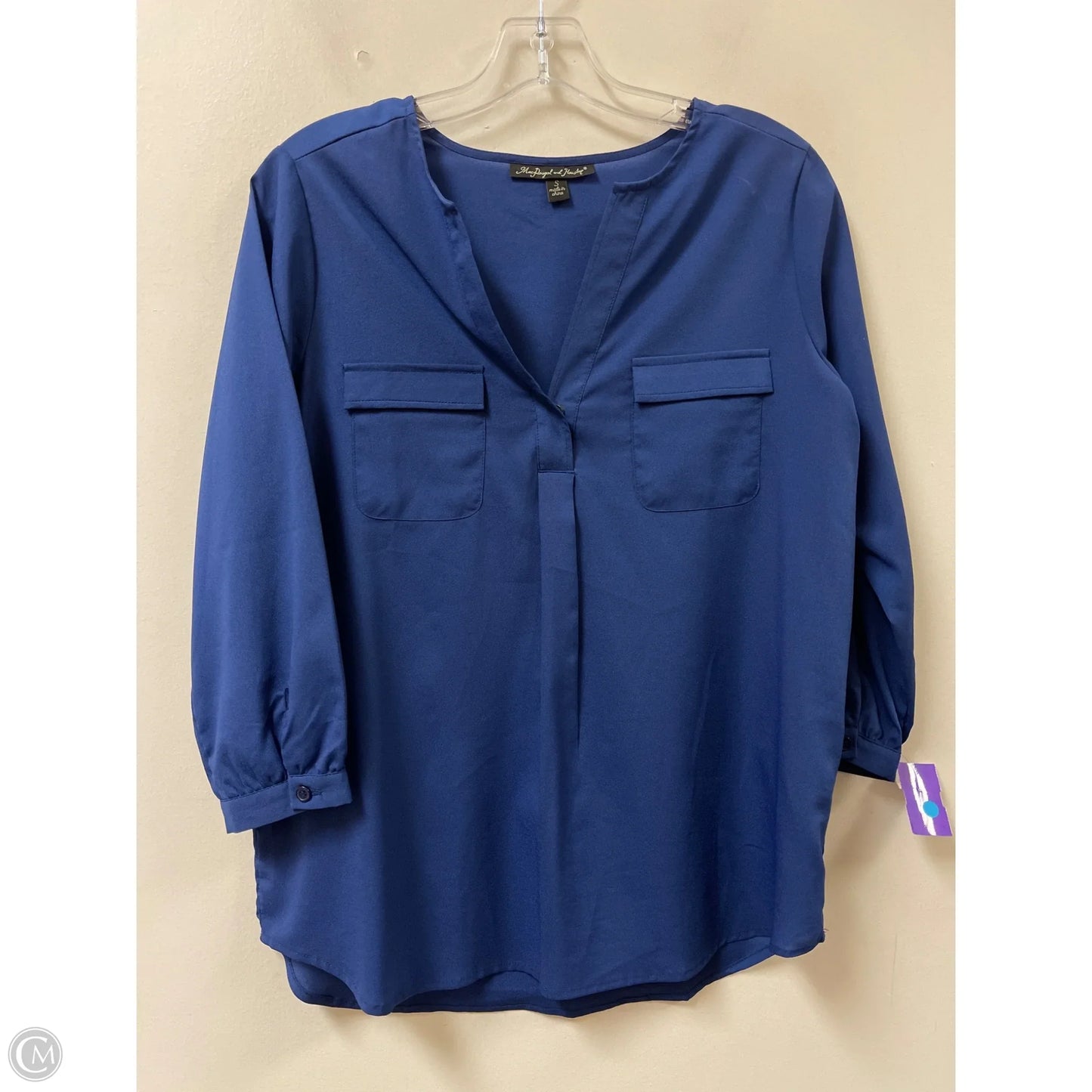 Top Long Sleeve By Mac Duggal In Blue, Size: S