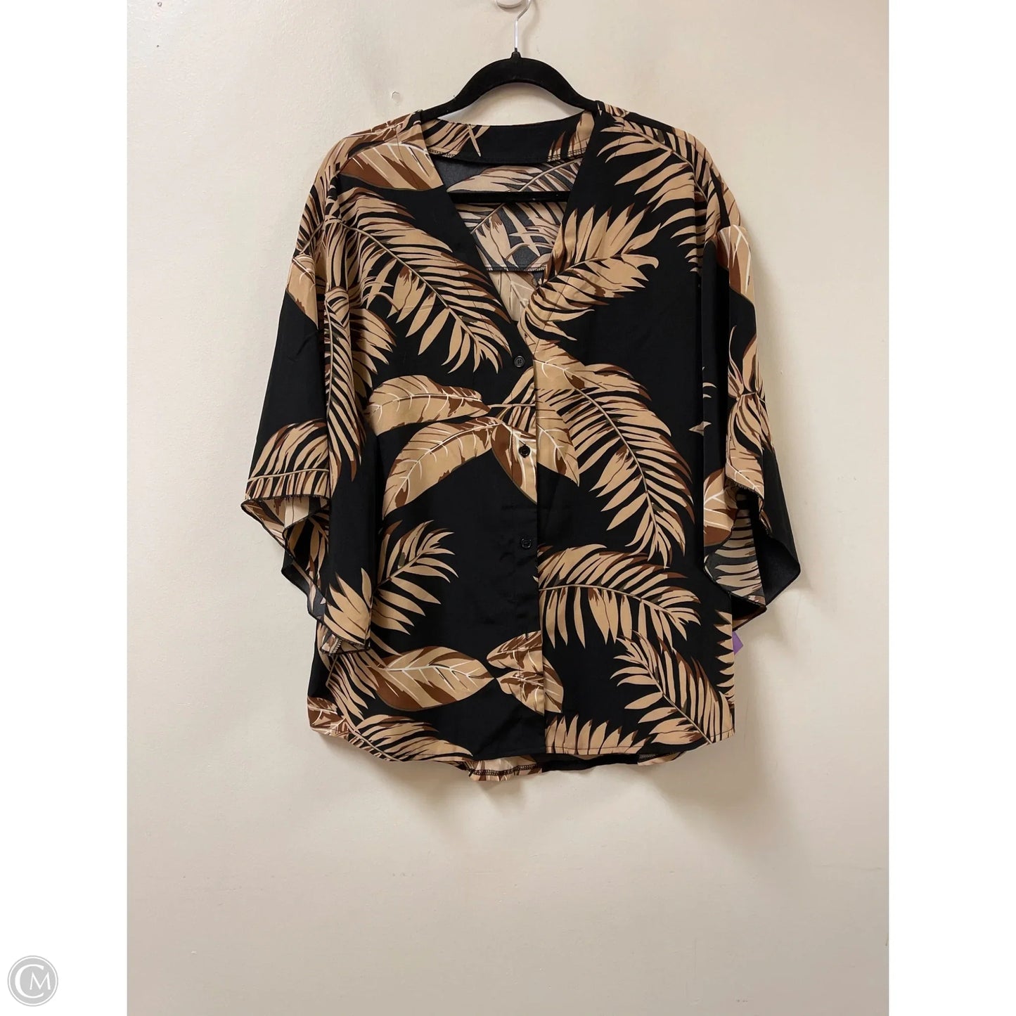 Blouse Short Sleeve By Clothes Mentor In Black & Brown, Size: Xl