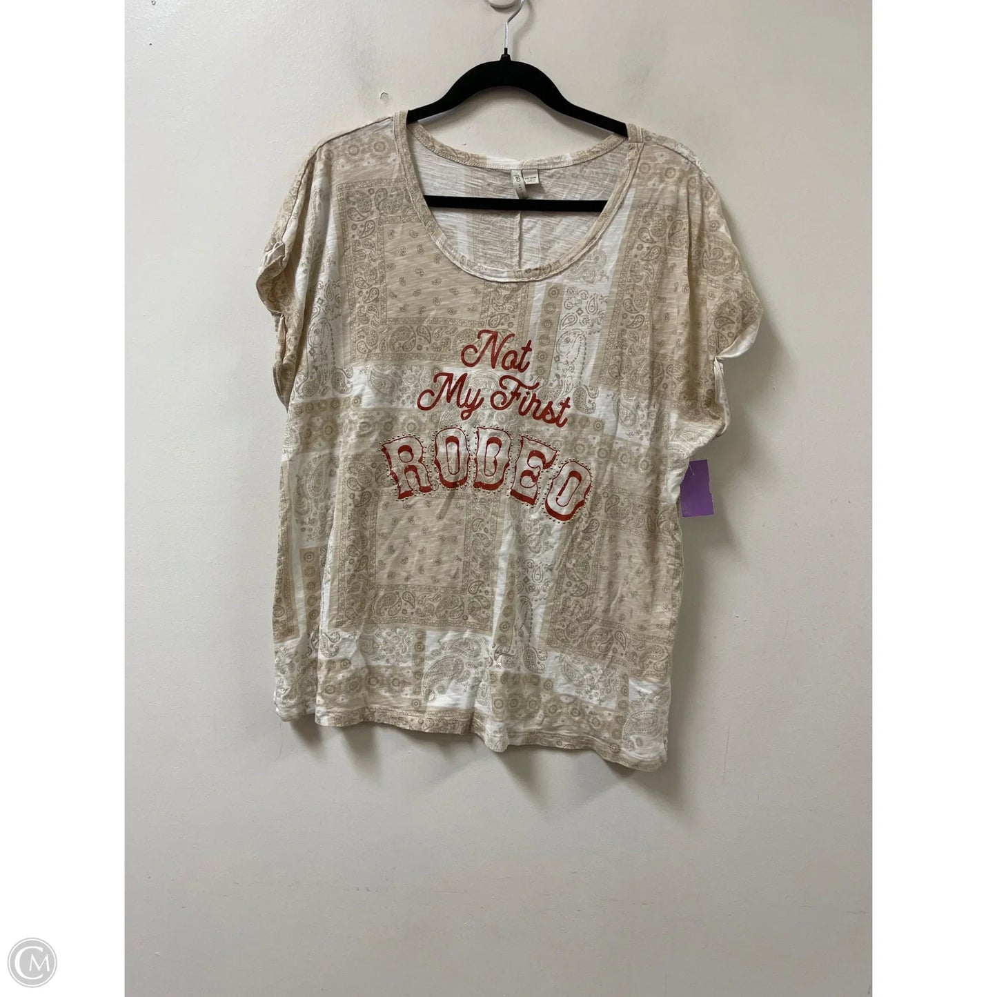 Top Short Sleeve By Cato In Cream, Size: 1x