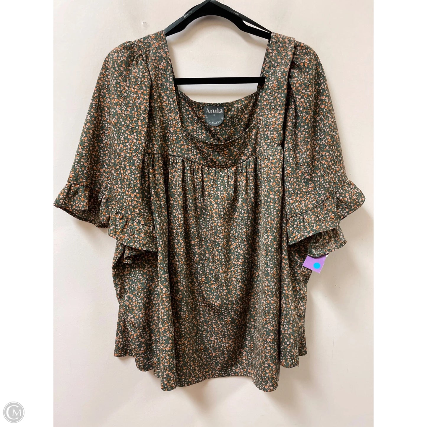 Top Short Sleeve By Arula In Green & Orange, Size: 3x