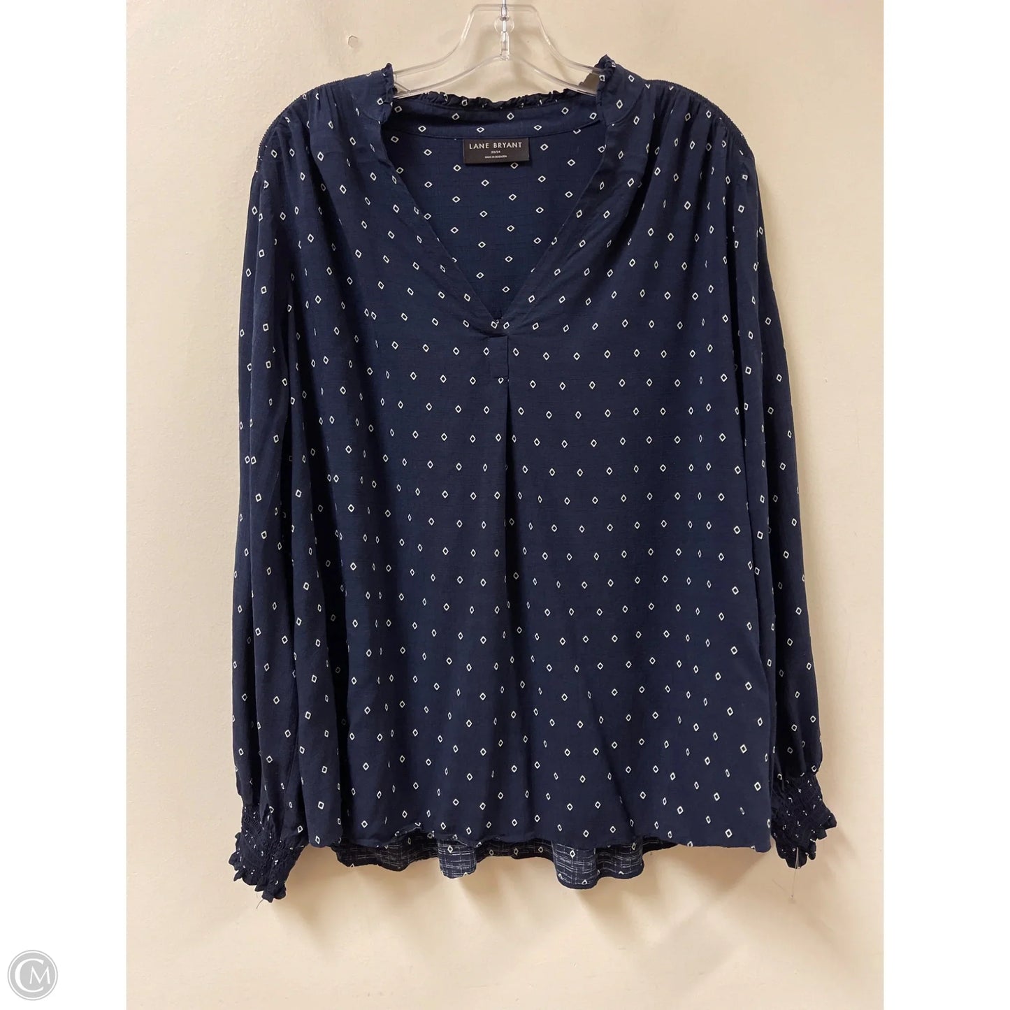 Top Long Sleeve By Lane Bryant In Blue & White, Size: 3x