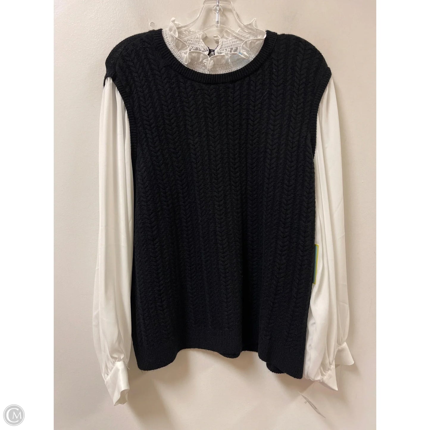 Top Long Sleeve By Cece In Black & White, Size: Xl