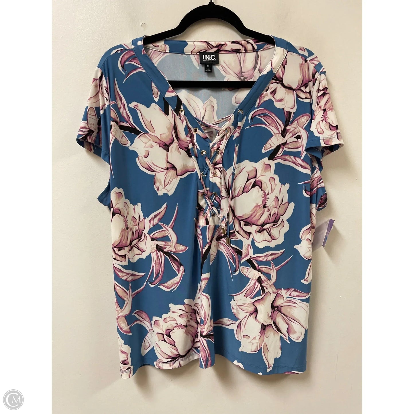 Top Sleeveless By Inc In Blue & Pink, Size: 2x
