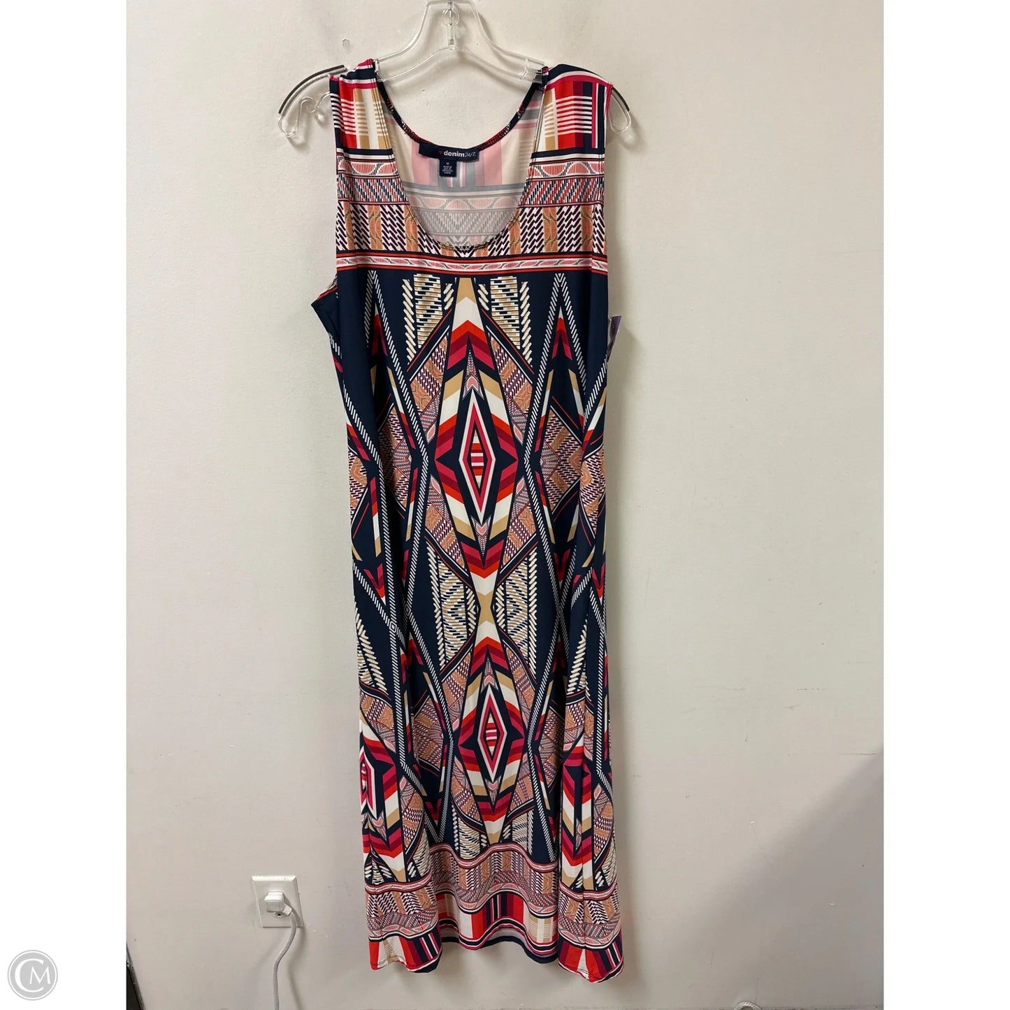 Dress Casual Maxi By Denim 24/7 In Blue & Red, Size: M