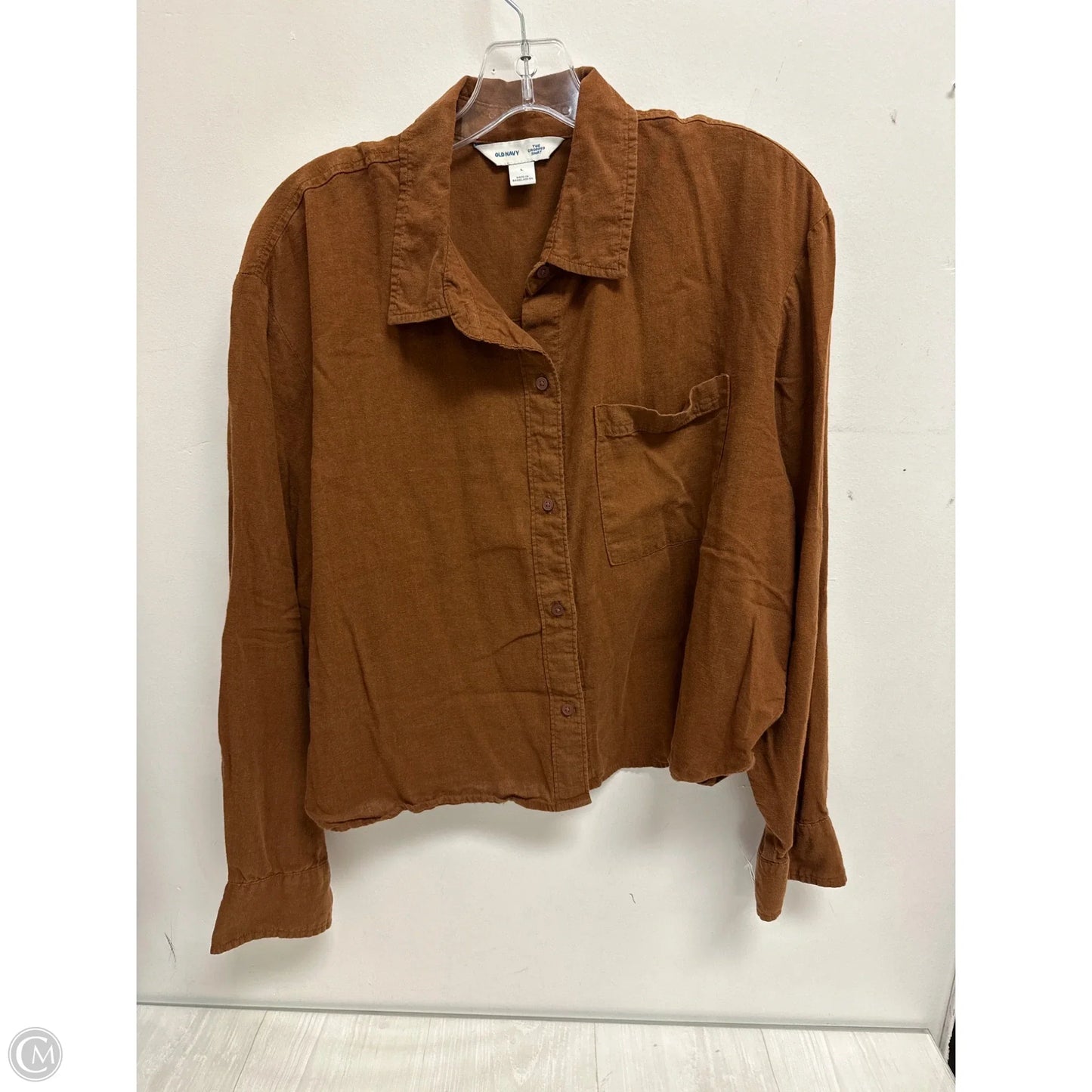 Blouse Long Sleeve By Old Navy In Brown, Size: L
