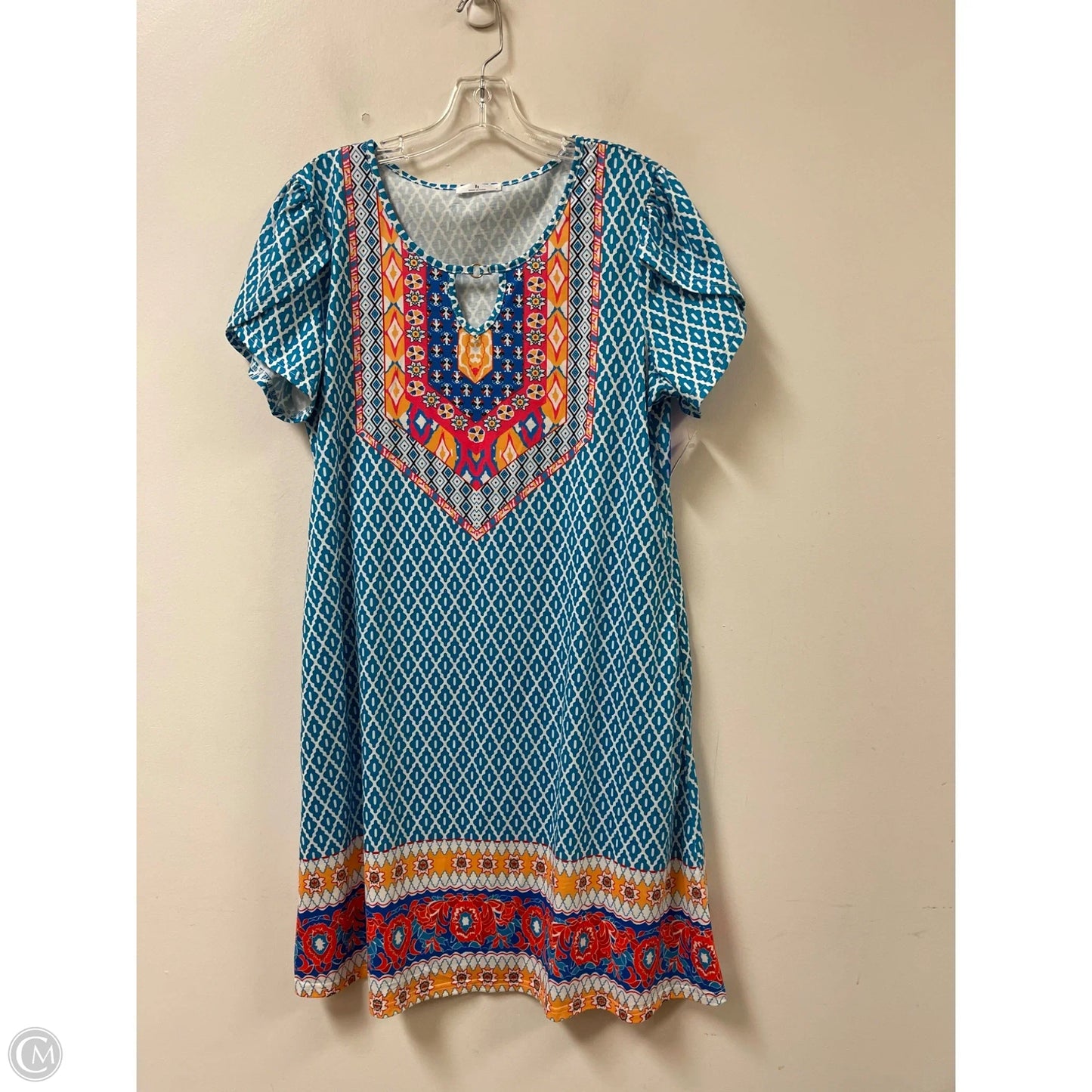 Dress Casual Midi By Clothes Mentor In Blue & White, Size: Xl