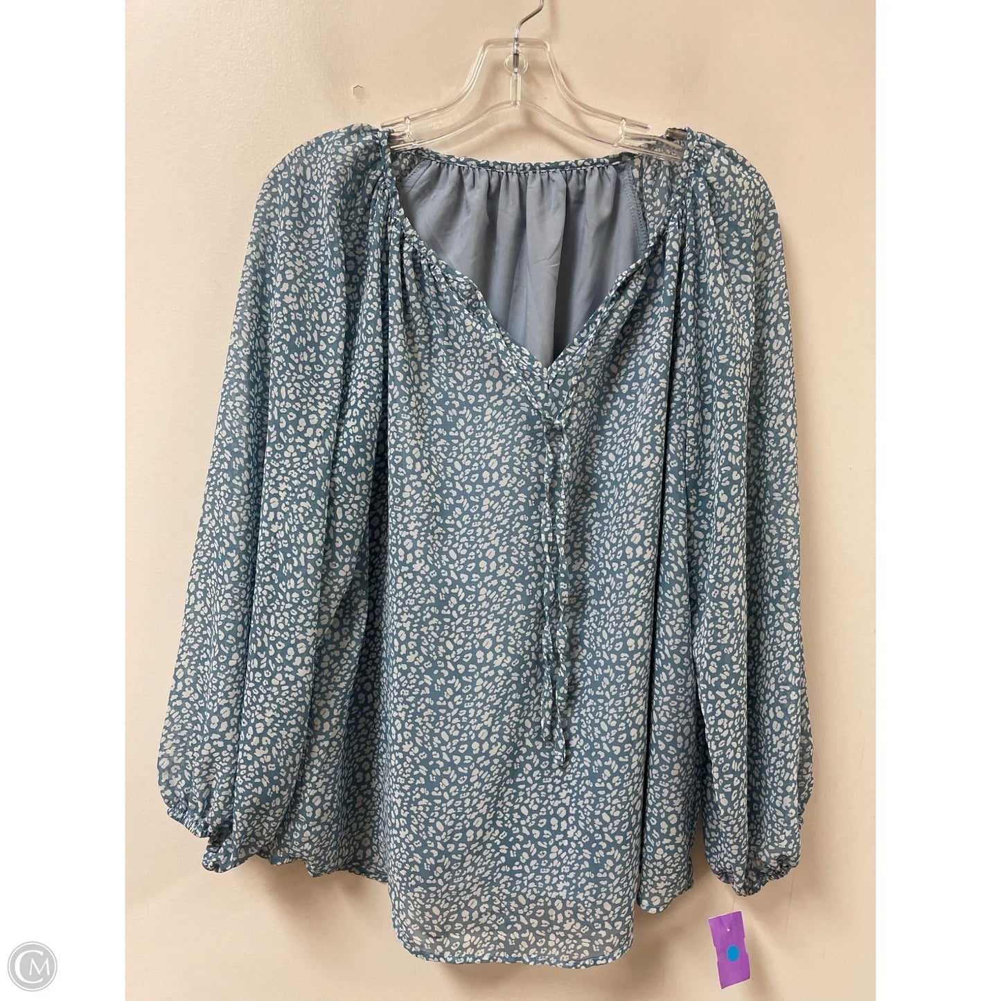 Top Long Sleeve By Clothes Mentor In Blue & White, Size: L