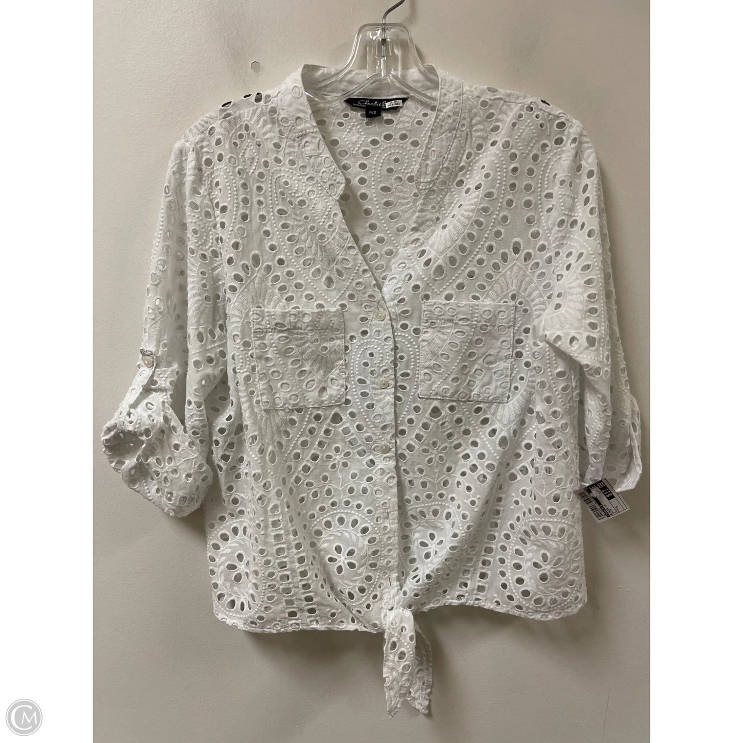 Blouse Long Sleeve By Charlie B In White, Size: S