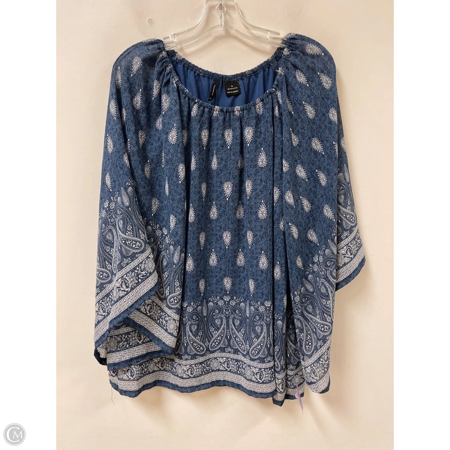 Top Long Sleeve By New Directions In Blue & White, Size: S