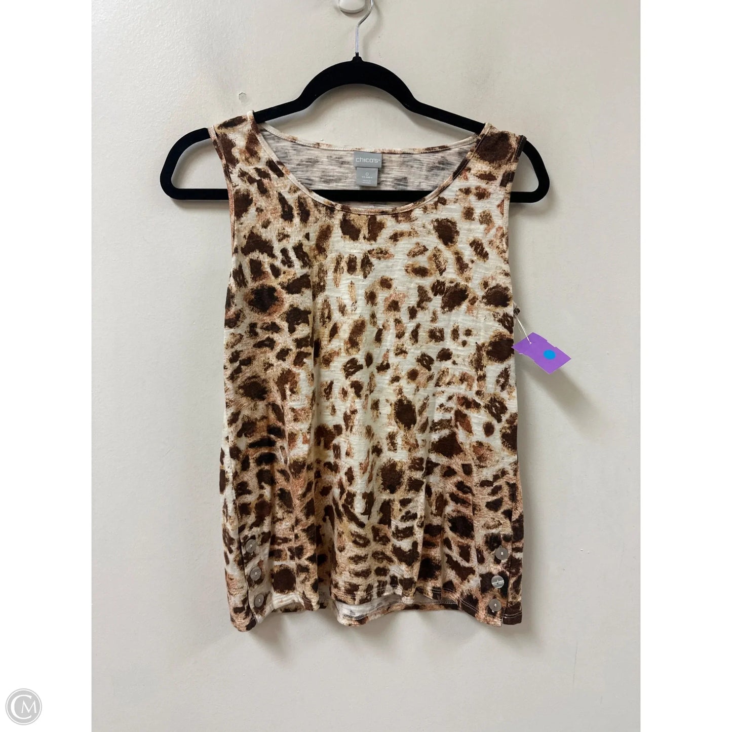 Top Sleeveless By Chicos In Animal Print, Size: S